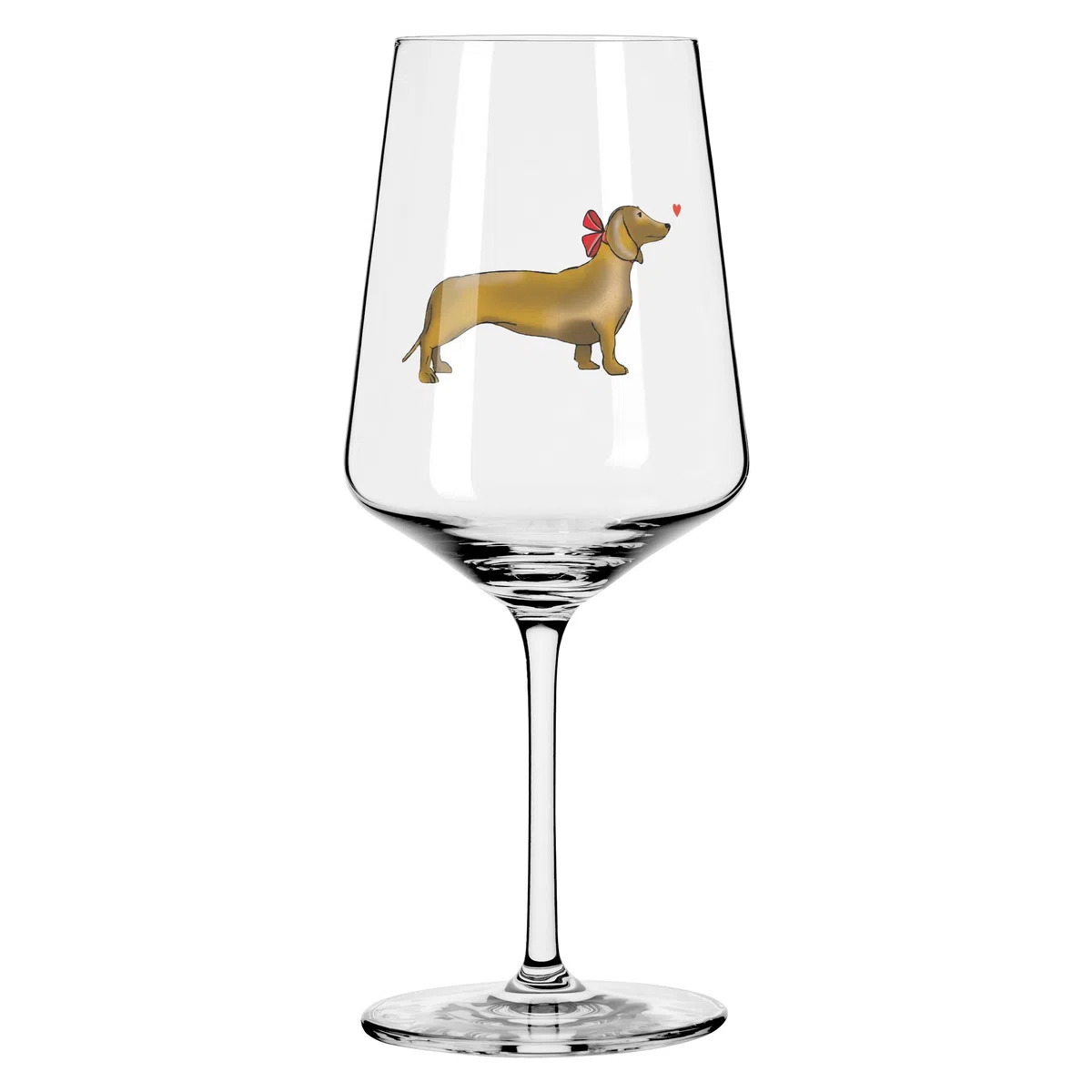 RITZENHOFF 8106006 Cocktail-Glas 500 ml, Serie Tierisch glücklich, Motiv Dackel mit roter Schleife - Made in Germany