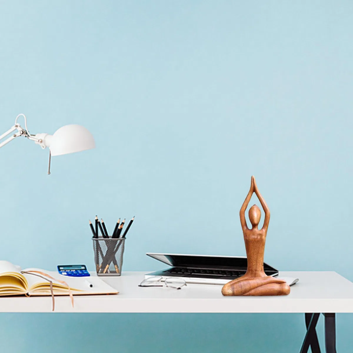 Frau Skulptur Yoga-Pose Figur,Body Talk Skulptur Yoga,Polyresin Yoga-Statuen Mädchen Arts Deko Heim Tisch Dekorative für Wohnzimmer Schlafzimmer Büro Geschenk für Yoga-Liebhaber,18cm (Stil 2)