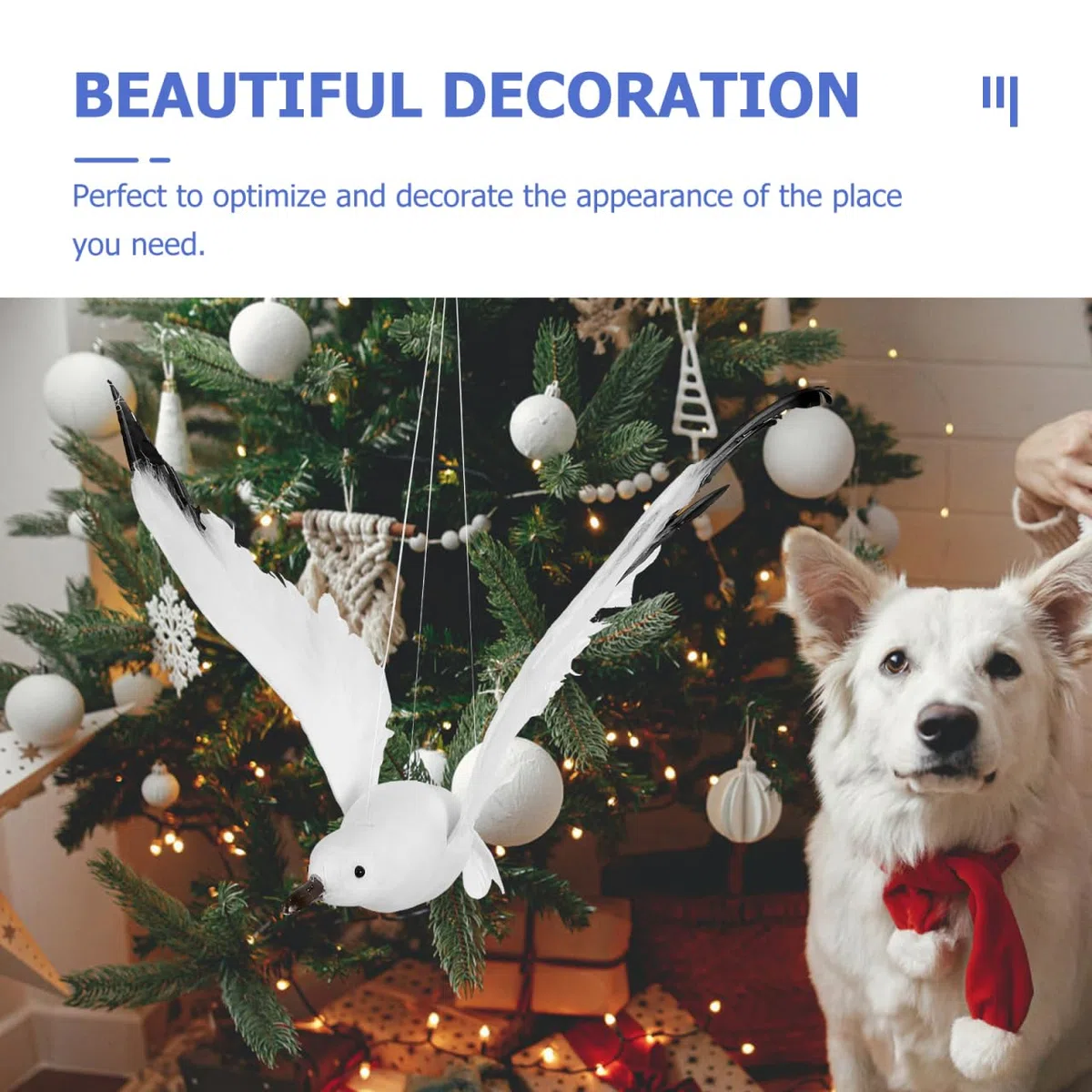 GARVALON 1stk Hängende Fliegender Vogel Möwe Deko Schaumstoff Vogel Modell Schaumstoff Weißer Vogelschmuck Taubenschreck Weihnachtsdeko FüR Garten Balkon Party Hochzeit Innen AußEn