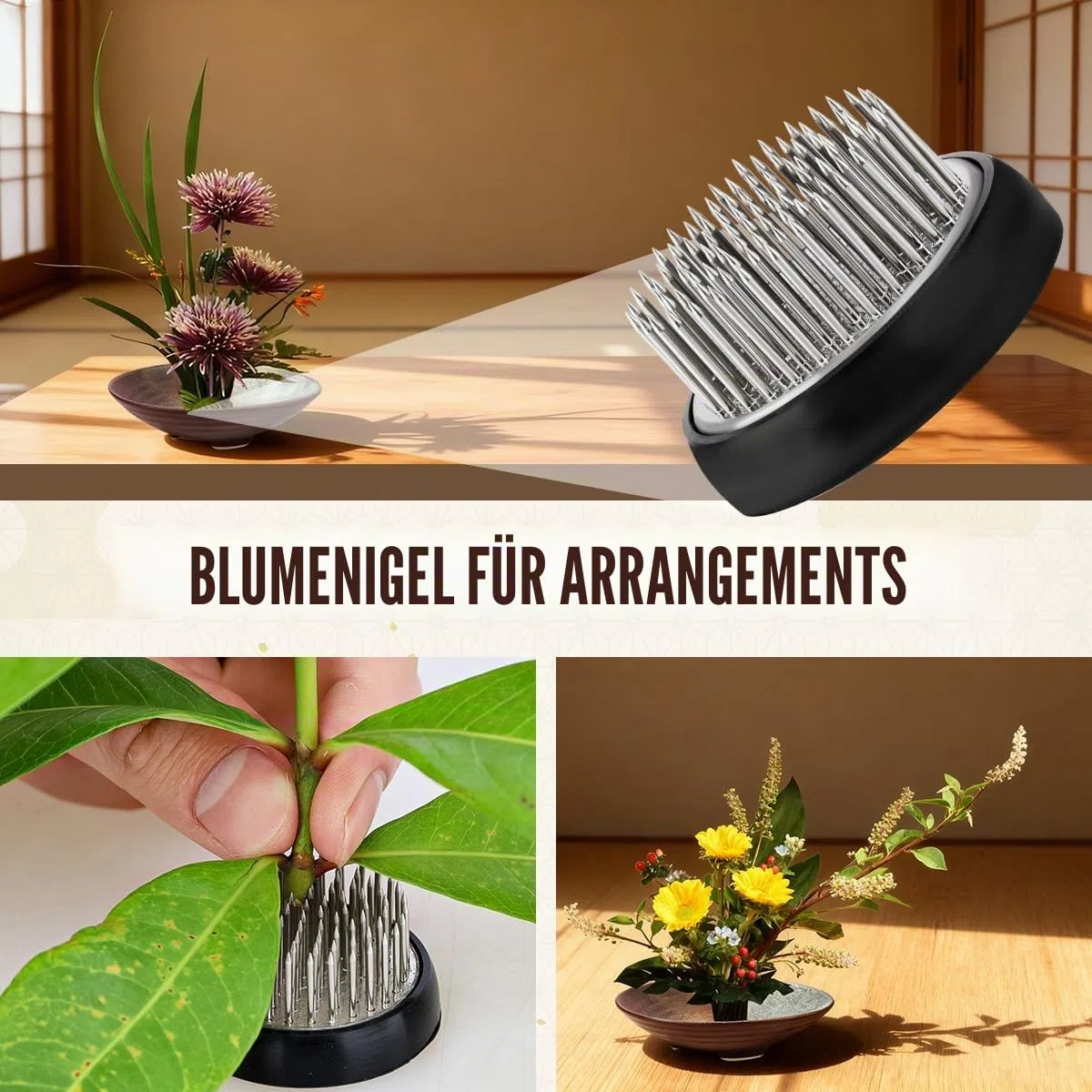 Japanische Ikebana Schale für Stecker Blumenarrangements, Ikebana Keramik Blume Vase Kit (Jahrgang)