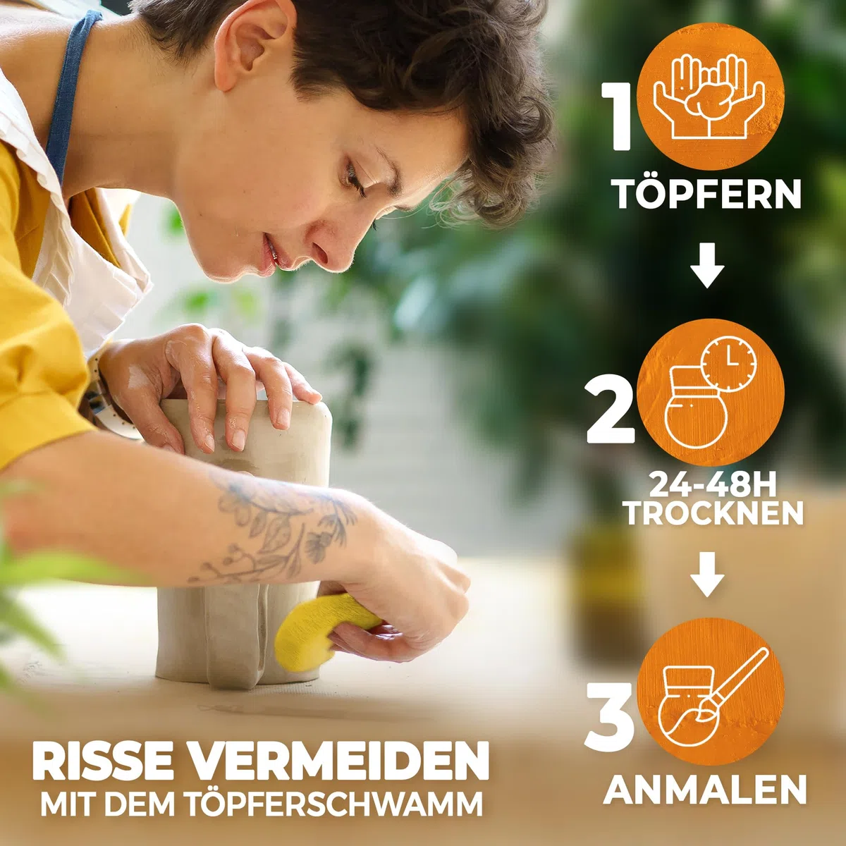 Töpferset für Einsteiger – 17-teiliges Keramik- und Modellierset mit Werkzeugen, Farben & Ton – Mini Set zum Töpfern inkl. Acrylfarben, Pinsel, Tonmasse & Zubehör von KreaBella
