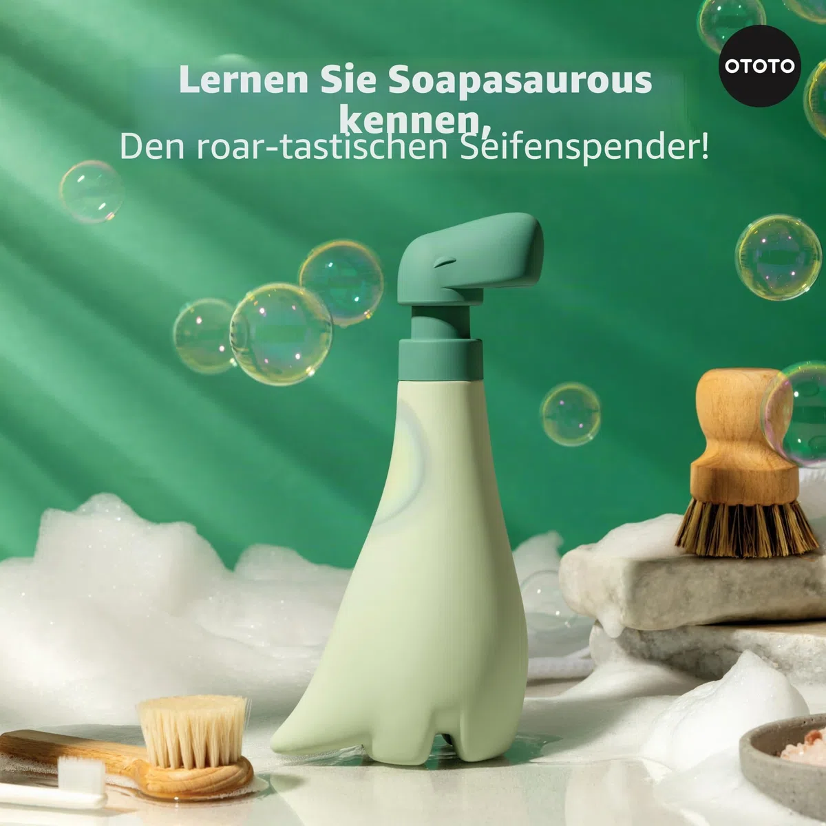 OTOTO Neuer Soapasaurous Dino Handseifenspender - Niedliches Badezimmerzubehör, Flüssigspülmittelspender, Dinosaurier, Niedliches Küchenzubehör, Geschenke für Kinder