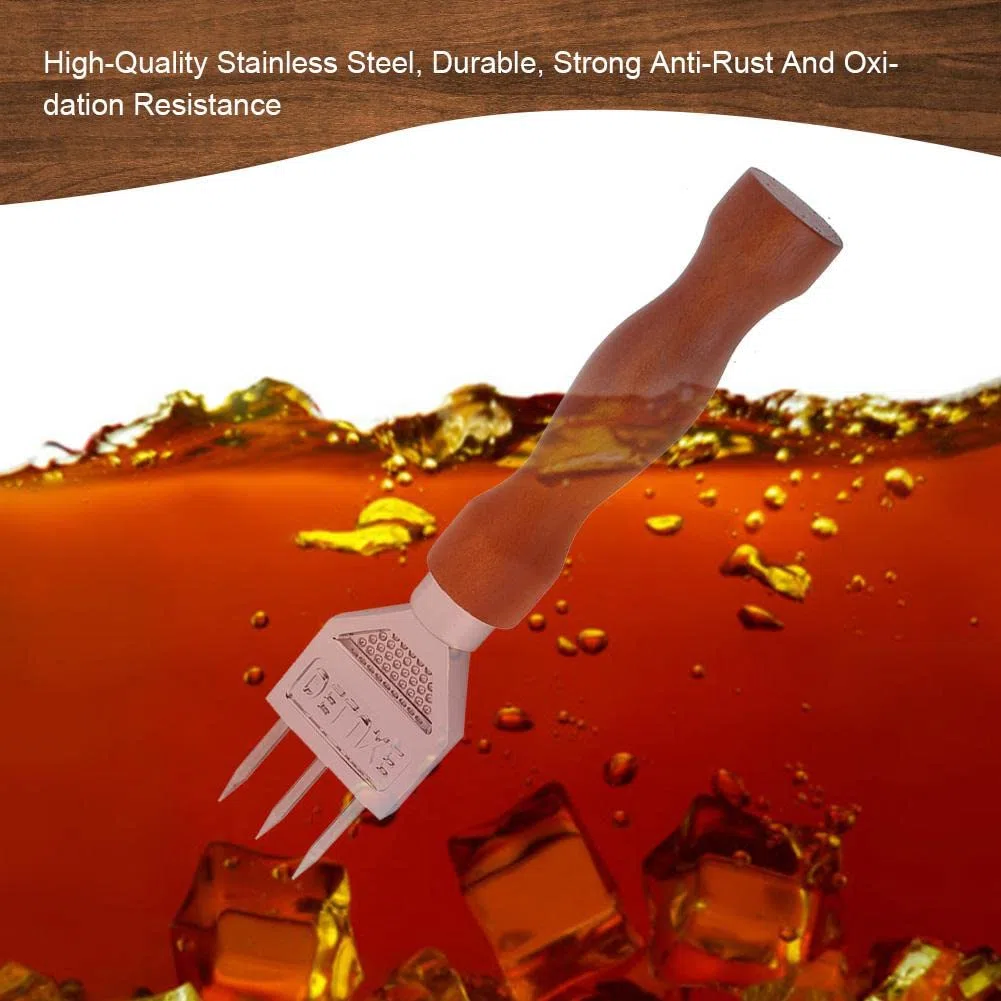 Edelstahl Eiszerkleinerer Mit Holzgriff, Eispickel Set Ice Crusher Tool Bar Breaking Ice Zubehör Brechen Eis Eishacker Küchenwerkzeug Entfernung Chipper Eisfischen Eiswerkzeug Cocktail Restaurant