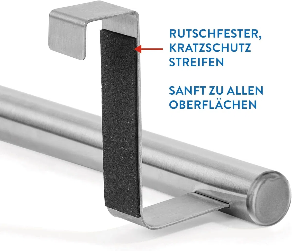 Tatkraft Spread | Türhandtuchhalter, Handtuchstange Teleskop | Gebürsteter Edelstahl | Solide, Ausziehbar, Zum Einhängen | 25-40 x 8 x 9 cm