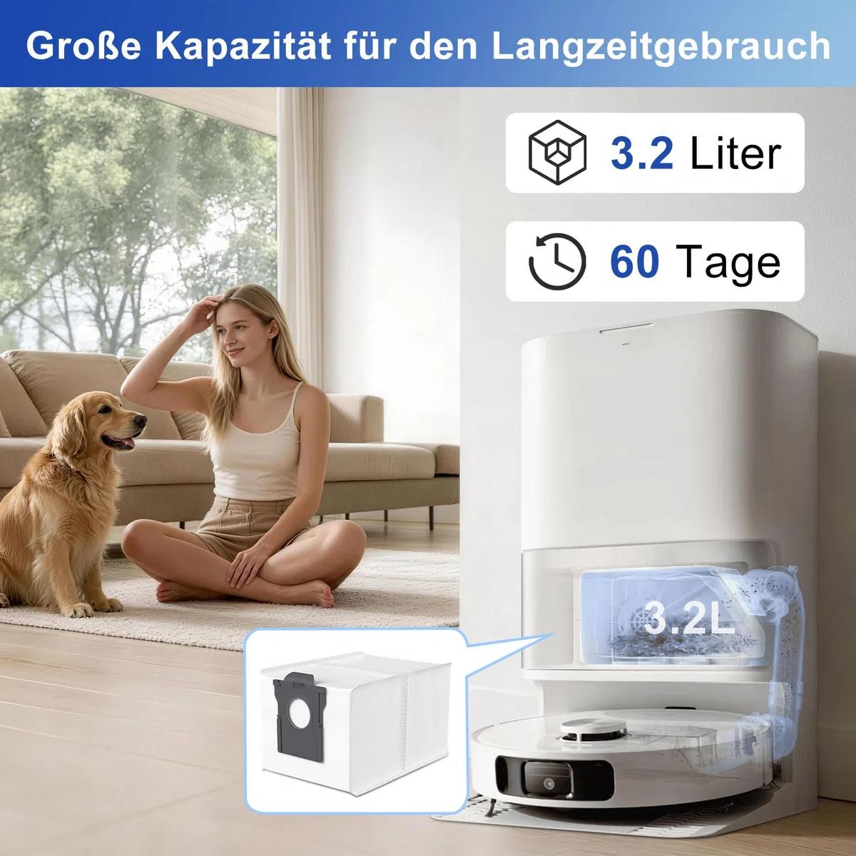 15 Stück Staubbeutel für Dreame L10s Ultra Gen 2/Gen 3, L40s Pro Ultra, X50/X40 Ultra Complete/X30 Ultra, L10s Pro Ultra Heat, Mova E30 Ultra/V50 Ultra Complete Staubsaugerbeutel Ersatzteile