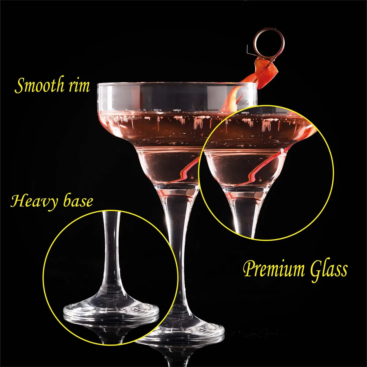 Margarita Gläser (300 ml/10,1 oz), Cocktailgläser, Martini, Espresso-Gläser aus Kristall, Langstielglas (2 Stück (300 ml))