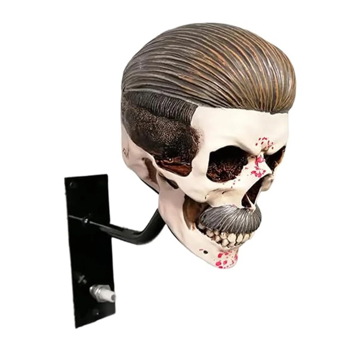 Motorradhelm-Totenkopf-Halter, Wandmontage-Helm-Aufbewahrungsständer, Kunstharz-Handwerk-Totenkopf-Helmständer für Mäntel, Mützen, Basebälle und Rugby-Helme