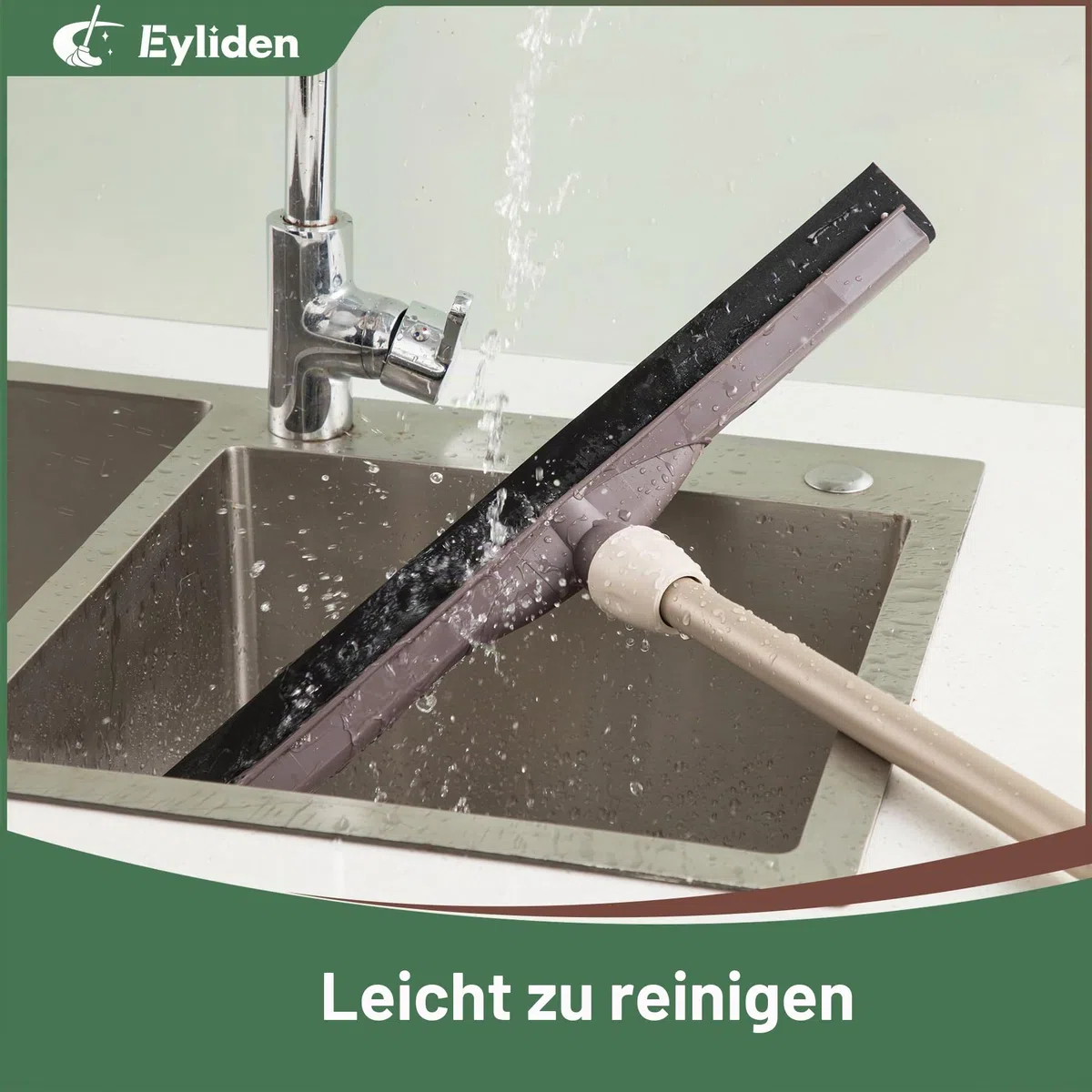 Eyliden Wasserschieber Bodenabzieher, Wasserschieber 45cm mit Teleskopstiel, Wasser Abzieher für Boden Bad Fliese Glas Fenster Dusche Marmor