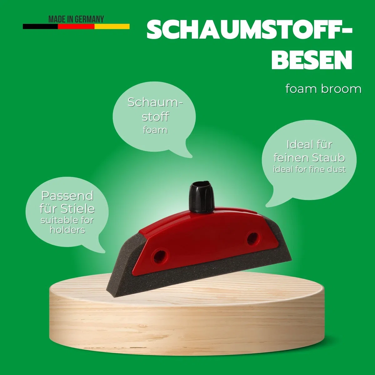Novaliv 2er Set Schaumstoffbesen mit Abzieher Besenkopf Gummi Friseurbesen Schwarz Noppenbesen Hundehaarentferner Broom Parkett Besen für Drinnen Teppichbesen Bodenabzieher Haushaltsbesen Wunderbesen