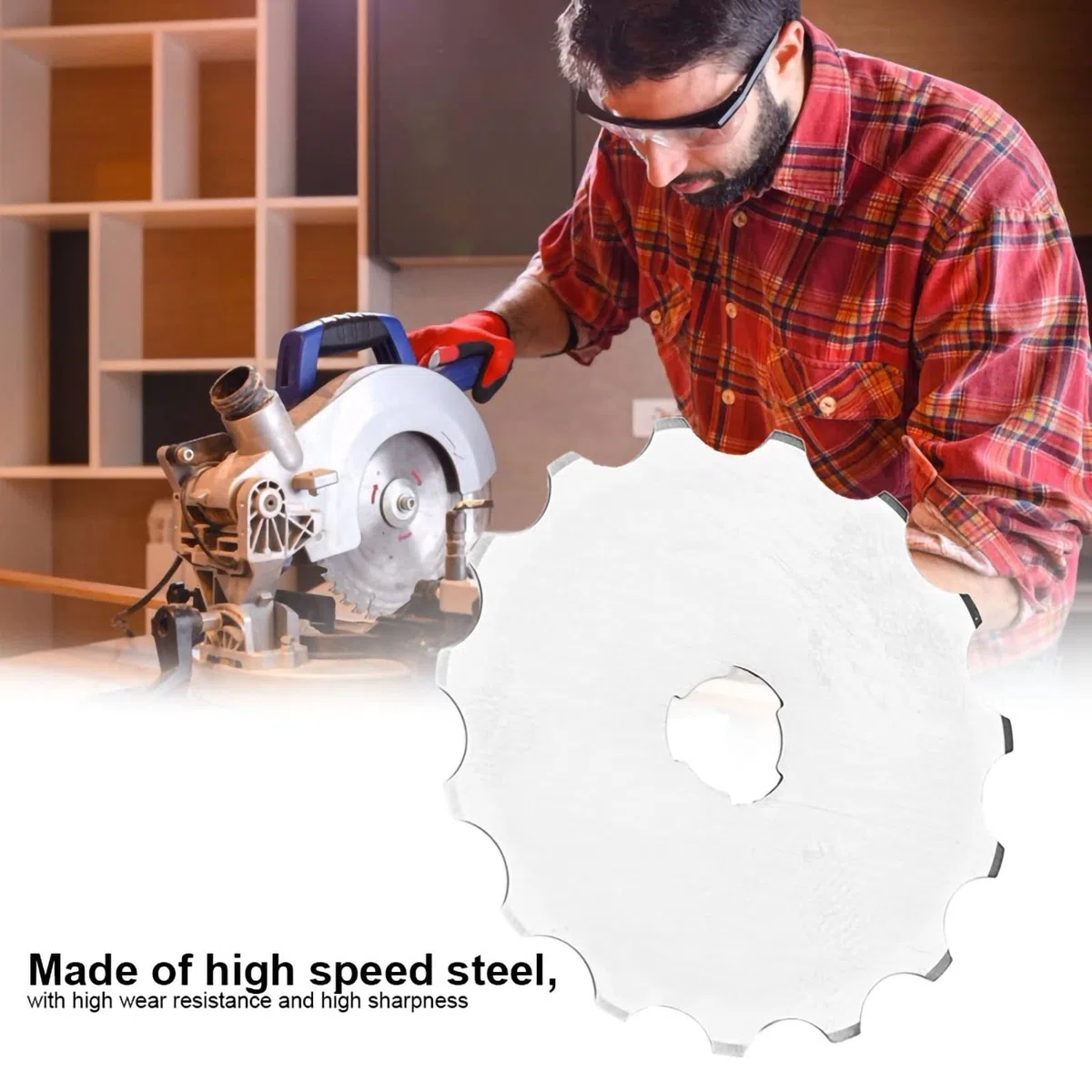5 Stück Ersatz-Patchwork-Schneidmesser, Papierperforiervlies-Rotationsschneider, Gezahnte Klingen, Solides Schnellarbeitsstahlmaterial, 45 Mm Häkelkante, Drehbar für Lederstoff