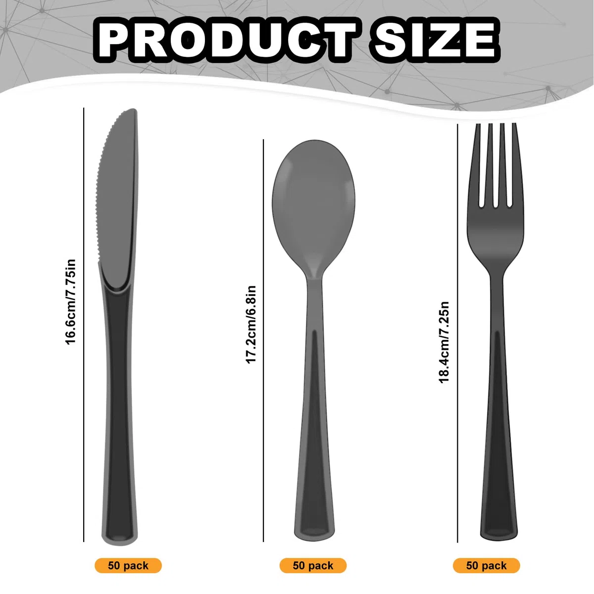 150 Stück Plastikbesteck Set, Enthalten Plastikgabeln, Plastiklöffel, Plastik Messer, Party Besteck Plastik für Familienfeiern, Outdoor Dinner, wiederverwendbar Geschirr