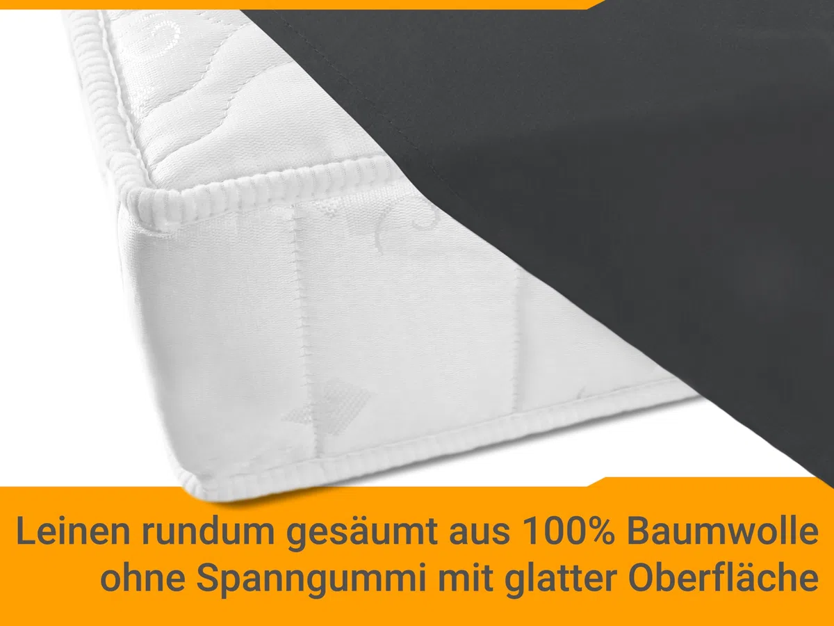 npluseins Betttuch - Haustuch - Bettlaken - aus 100% Baumwolle in 7 ausgesuchten Farben - Laken ohne Gummizug - Einheitsgröße von ca. 150 x 250 cm, anthrazit