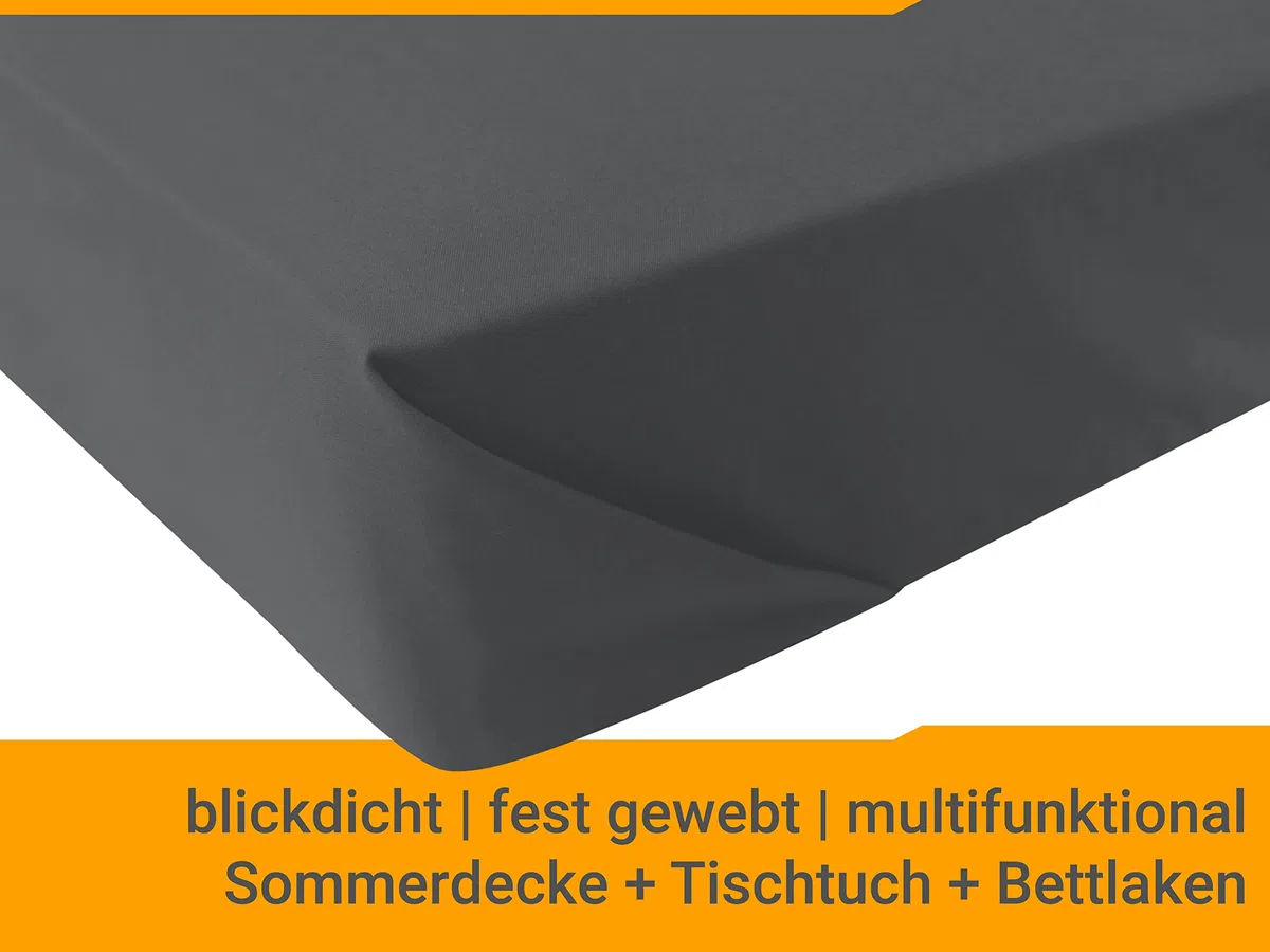 npluseins klassisches Betttuch ohne Gummizug - Einheitsgröße von ca. 150 x 250 cm in 7 Uni-Farben erhältlich, anthrazit