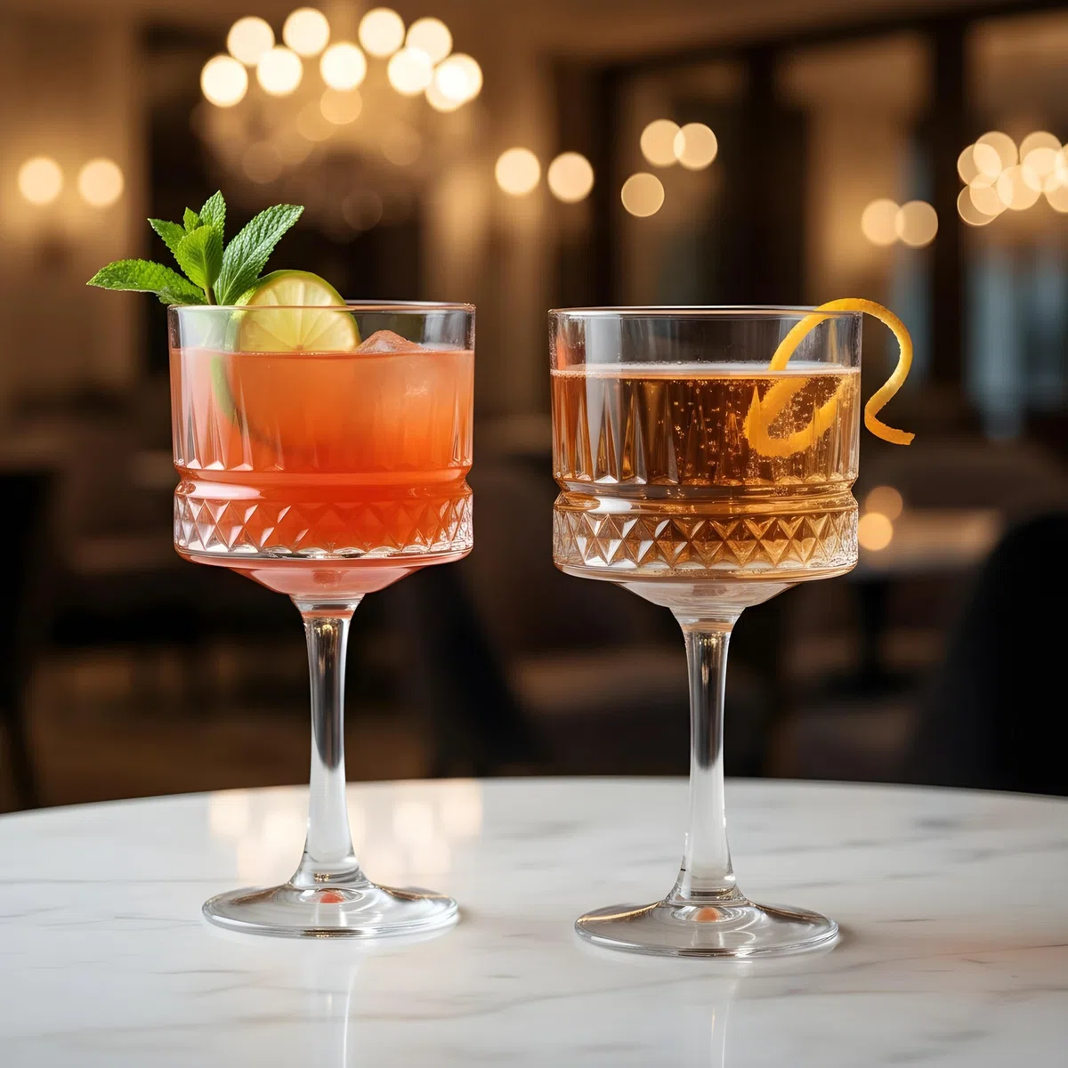 Vintage Coupe Gläser 2er Set, (500 ml/17oz), Champagner, Martini, Cocktailgläser, Aperol Spritz Gläser, Große Quadratische Weingläser, Riesige Rotweingläser, Kristallweingläser, Glas Dessertschalen