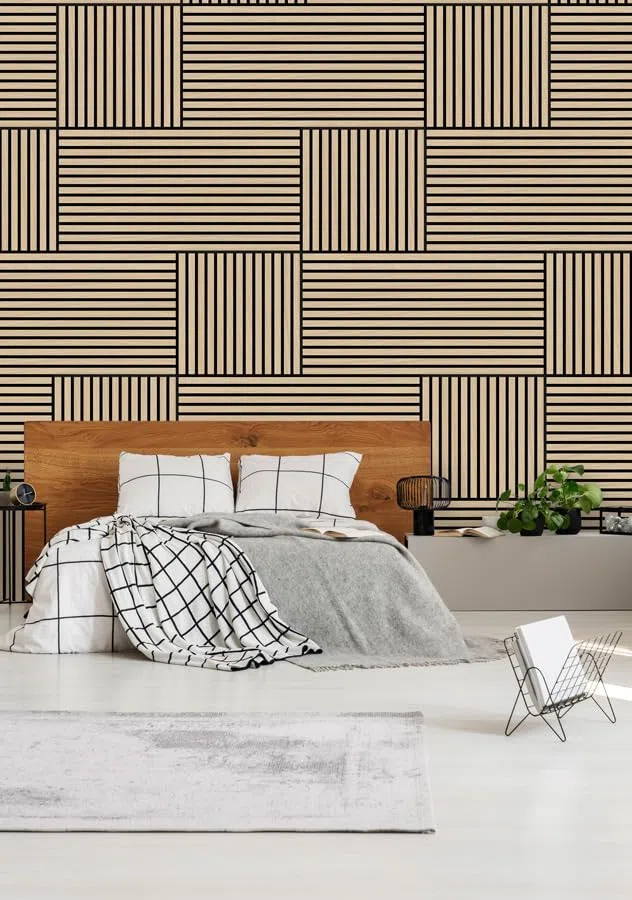 JANGAL Modular Wall Akustikpaneel, Echtholz Furnier Eiche + MDF (52 x 104 cm), Modulares Wandpaneel, mit recyceltem PET-Filz, zum Kleben oder Schrauben, Wandverkleidung, Holzpaneel (Fanal Oak)