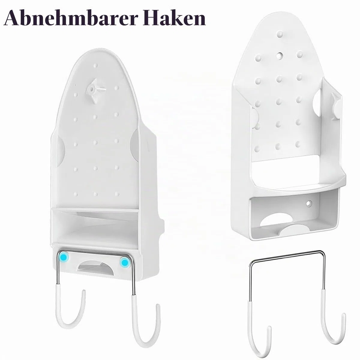 Bügelbretthalter, Wandhalterung für elektrisches Bügeleisen, Bügelbrettständer, Aufbewahrung, Organizer, Bügelkorb über der Tür oder Wandhalterung in der Waschküche [weiß]