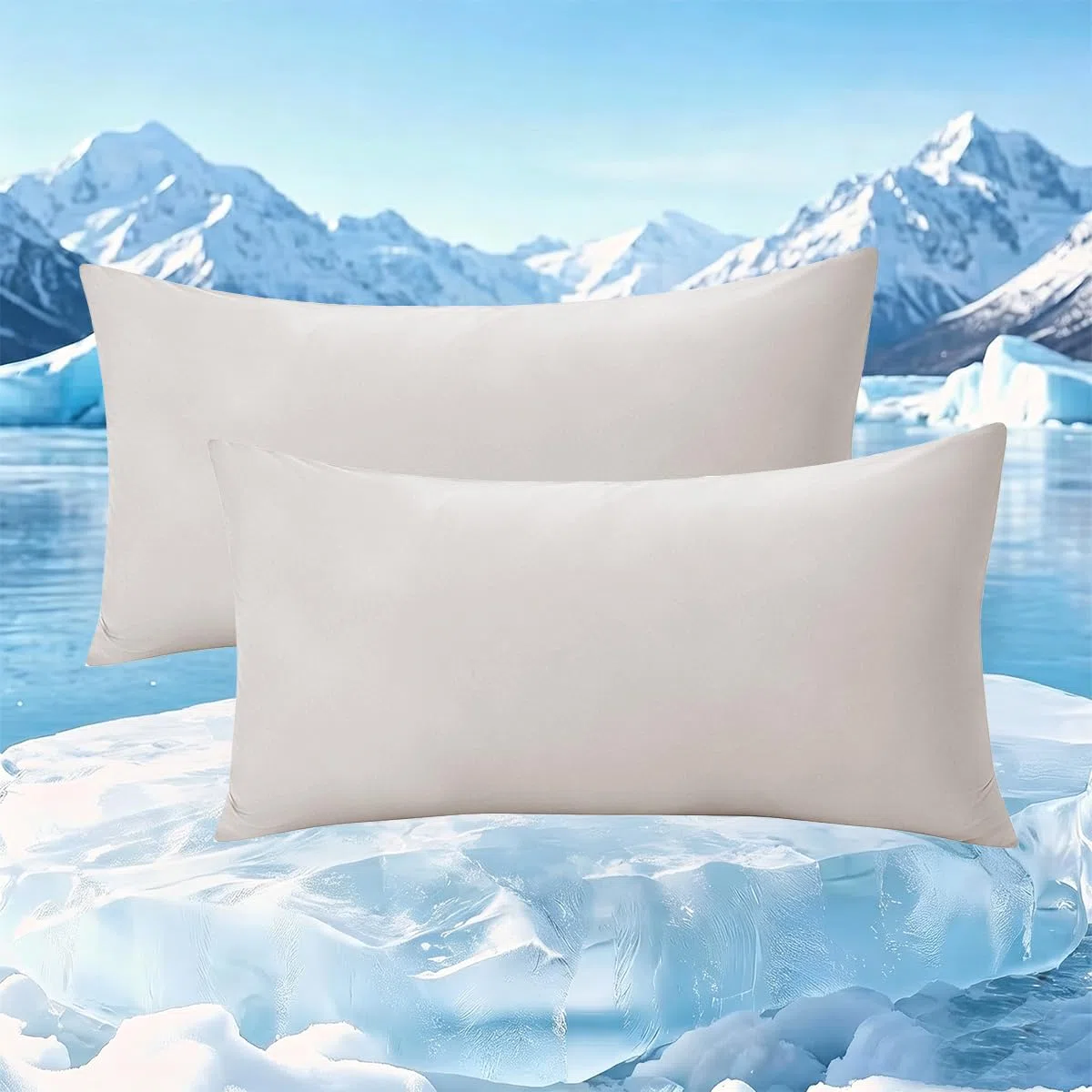 Soifox Kühlender Kissenbezug 2er Set - 40x60 Kopfkissenbezug mit Q-Max>0.45 Arc-Chill, Atmungsaktiv und Weiche Kissenbezüge mit Reißverschluss, Cooling Pillowcases Schont Haut und Haar, Beige