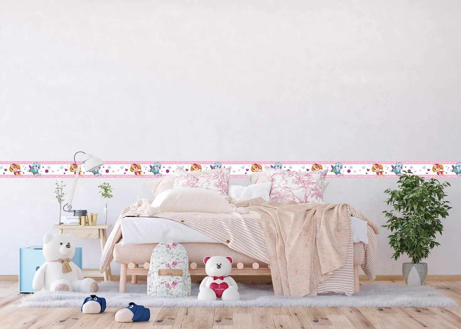 AG Design Selbstklebende Bordüre Paw Patrol Pup Power, AWBD 8014 | Wasserfest Kinderzimmer Wand Dekoration | Wandbordüre für Mädchen und Junge | Folie, Mehrfarbig | Breite 500 cm x Höhe 13.8 cm