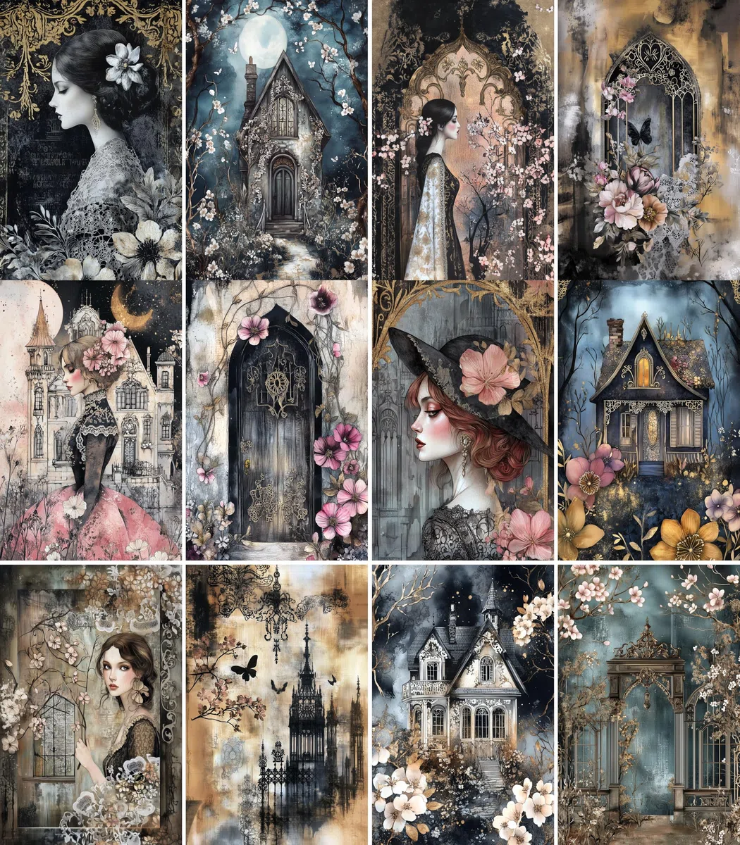 Viktorianisches Gothic-Reispapier, 20 x 26,5 cm (6 Blatt) – 6 x Decoupage-Papier für Collage, gemischte Medien, Kartenherstellung und Basteln, Decoupage von CRAFT KREATIVELY