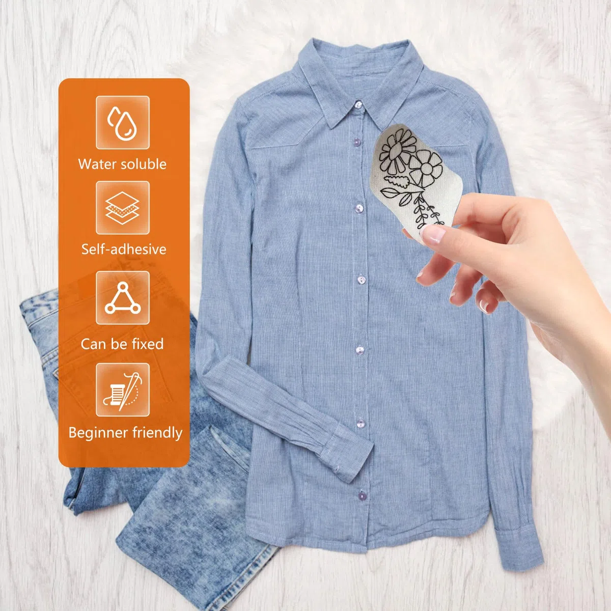 100 Stück Stickvorlagen, Stickvorlagen Wasserlöslich Sticken Vorlagen Stickvlies Wasserlöslich Vorlagen Stabilisatoren zum Handnähen, Sticken für DIY Projekte, Kleidung & Taschen Personalisieren (01)