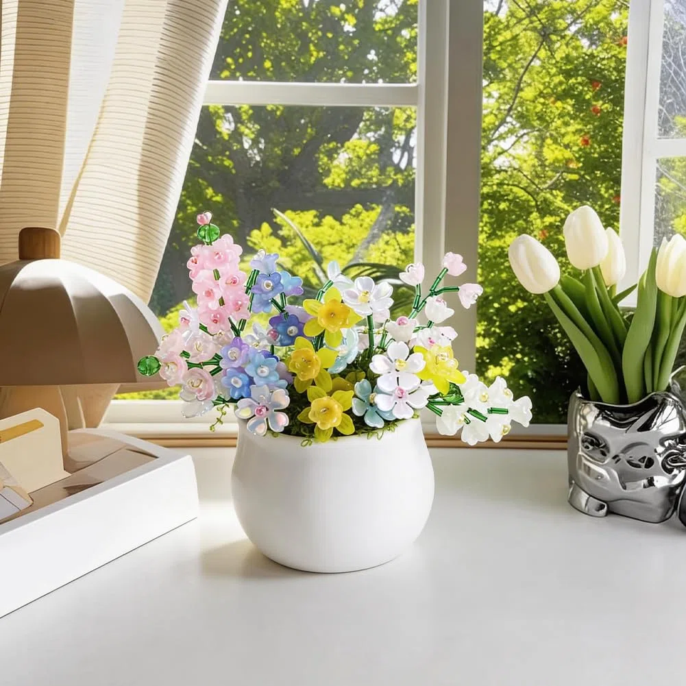 1 Box 653Pcs nperlen-Pflanzensatz Glas für Immer Glasperlen für Pflanzen Naturfarbige Acryl-nperlen-Kappen Anhänger mit künstlichem Moosdraht für Pflanzenherstellung Schmuck DIY-Handwerk