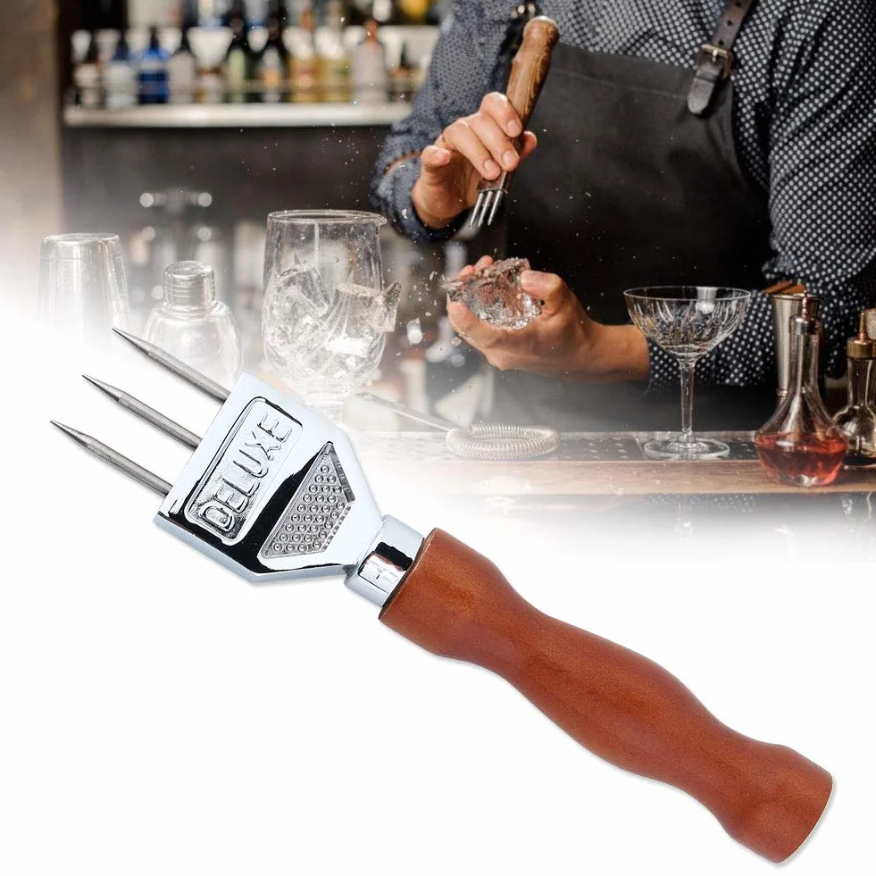Jeffergarden Eispickel, Eis Meißel aus Edelstahl mit Holzgriff für die Entfernung von Crushed Ice, Chipper, Werkzeug für Küche und Bar, Barkeeper Tool, wiederverwendbar, Barzubehör
