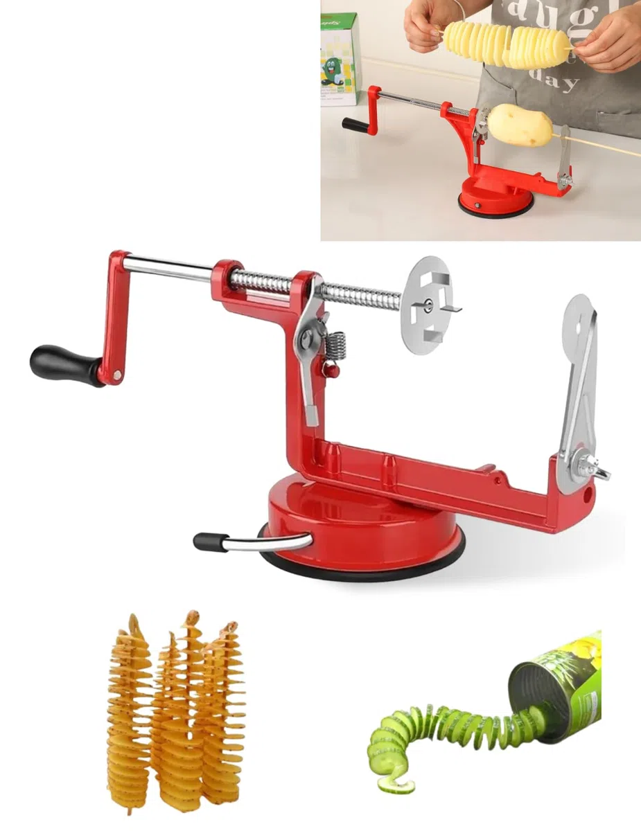 Edelstahl Spiralschneider für Kartoffeln – Manueller Kartoffelspiralenschneider für Spiralkartoffeln & Süßkartoffeln – Kartoffel Twister Spiralschneider für Zuhause, Grill & Küche