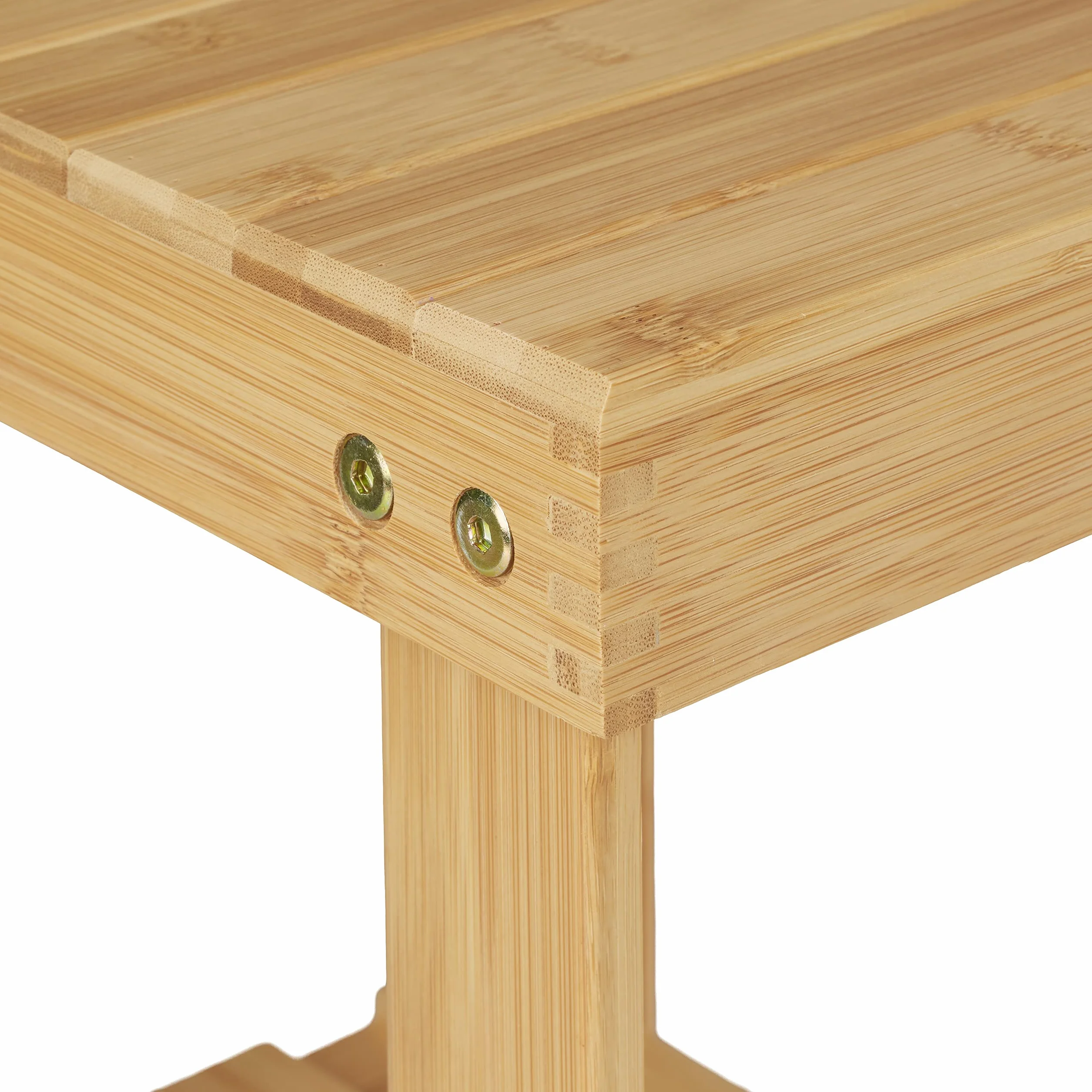 Relaxdays Fußbank Bambus, bis 100 kg, Stabiler Tritthocker, Kinderhocker Bad, Fußhocker, HxBxT: 33,5 x 25 x 31 cm, Natur
