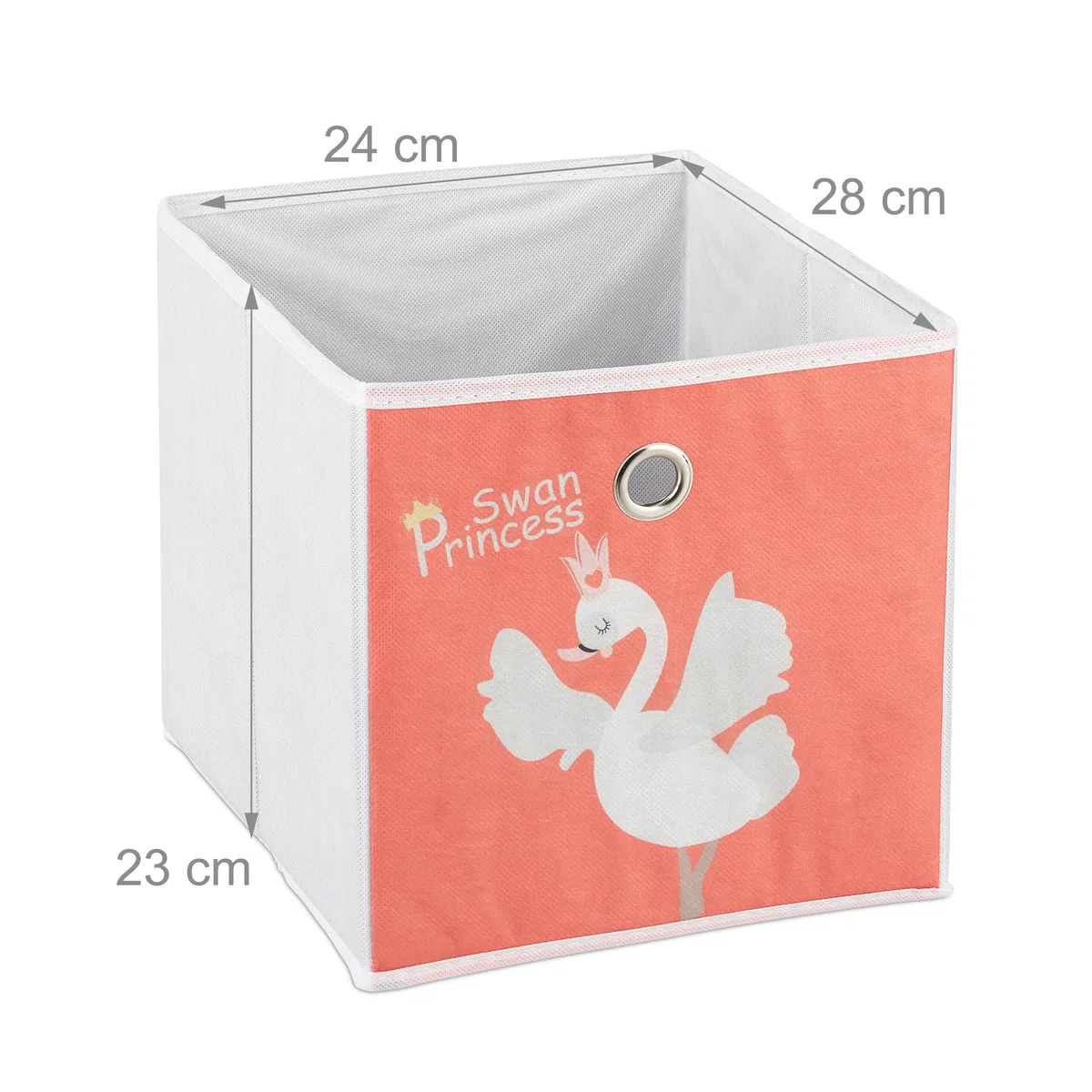 Relaxdays Kinderregal mit 3 Boxen, Spielzeug, Mädchen, Schwan-Design, Regal Kinderzimmer, HBT 89 x 27,5 x 30 cm,weiß/rot