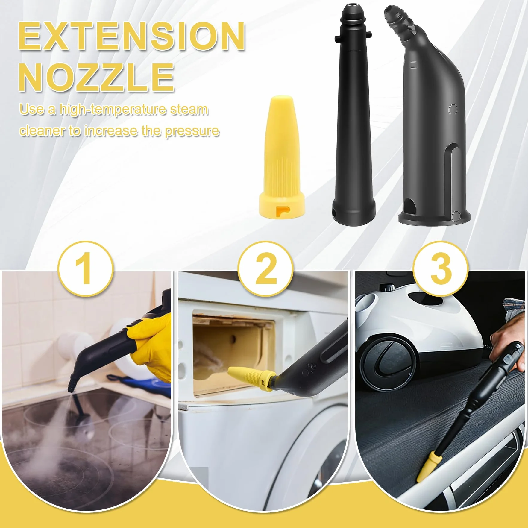 12 Stück Dampfreiniger Zubehör für Kärcher Easyfix SC1 SC2 SC3 SC4, Verschleißfest Dampfreiniger Bürste Set Inkl Verlängerte Düse, Gebogene Düse, Rundbürste, Fugenbürste, Mikrofaser-Tücher