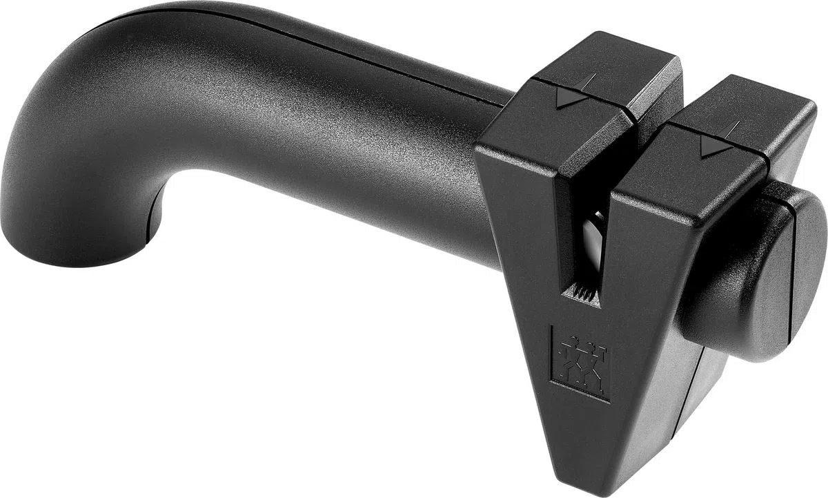 ZWILLING TWINSHARP Messerschärfer, Edelstahl- und Keramikscheiben, Ergonomischer Griff, Für glatte Messer, Schwarz