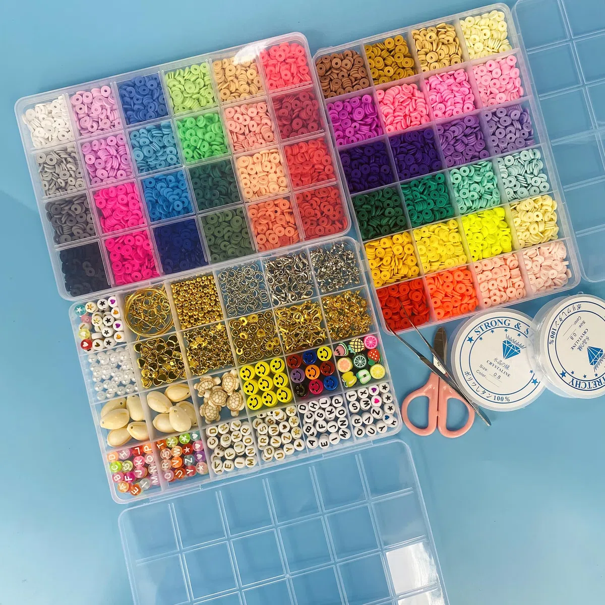 Perlen Zum Auffädeln,10000+Stück Clay Perlen Set Heishi Perlen Set Schmuck 6mm Polymer Clay Beads, Freundschaftsarmbänder Selber Machen Perlenset für Armbänder Erwachsene Mädchen Kinder