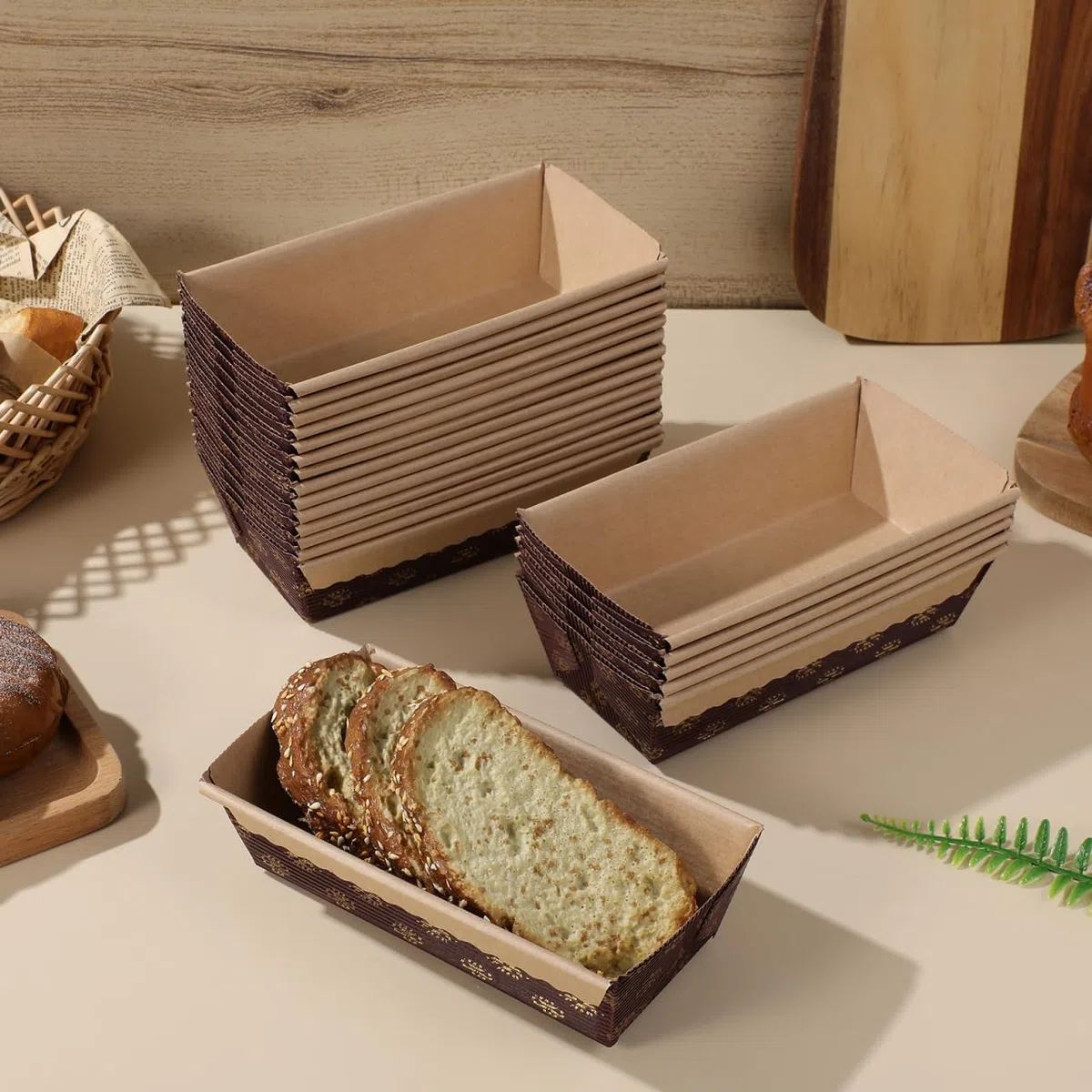 PRETYZOOM 20 Stück Papier Backform Kastenform Rechteckig & Stabil - Einweg Brotbackform für Backofen, Brot, Toastbrot & Schnellbrot - Hitzebeständig, Fettbeständig & Stapelbar - 15 x 6,5 x 5 cm