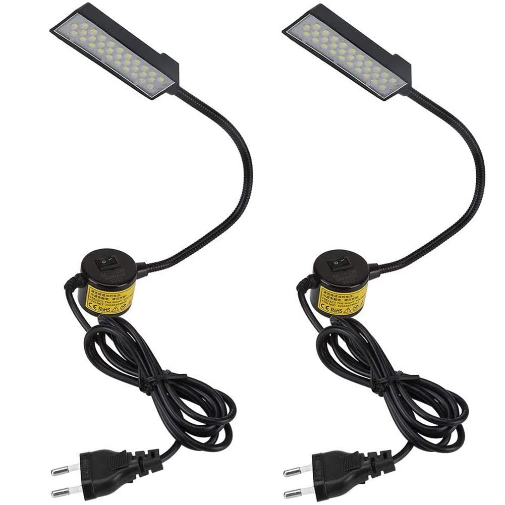 Lixada LED Nähmaschine Lampe 30-LED-Licht Arbeiten Beleuchtung Schwanenhalslampe mit Magnetfuß für alle Nähmaschine Leuchte,Schwarz,2 Stück