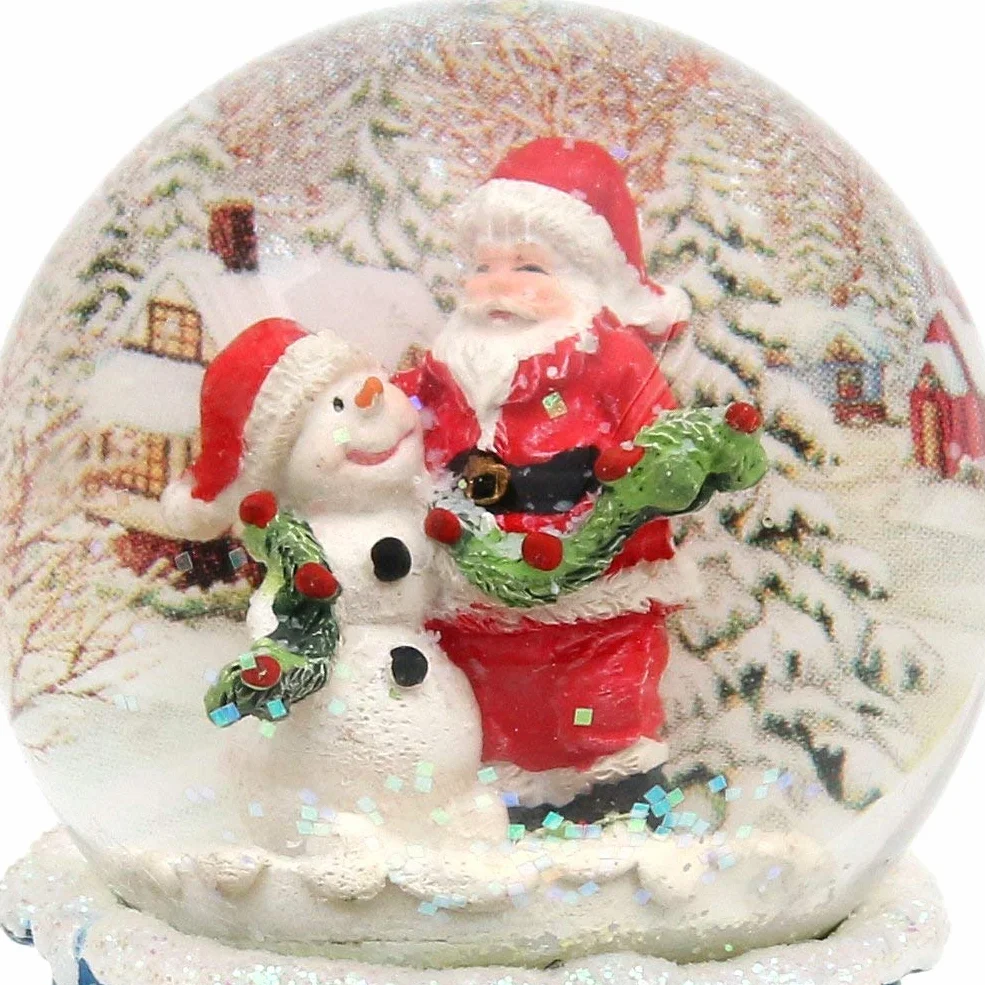 Dekohelden24 Wunderbare Schneekugel, Santa und Schneemann, Ø 6,5 cm