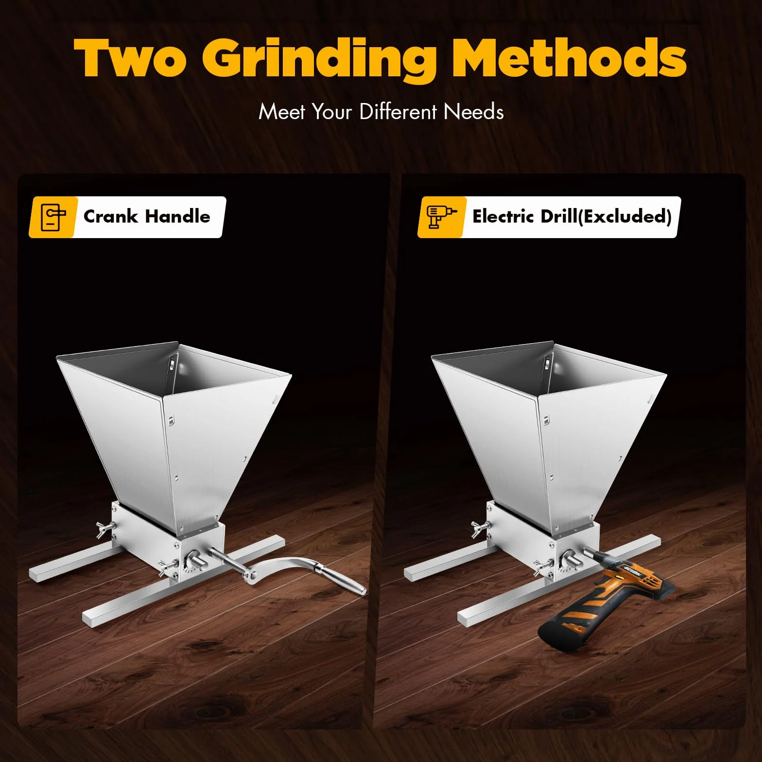 4L Manueller Getreidebrecher Malzmühle Schrotmühle Schrotmühle Flockenquetsche Getreidemühle Verstellbare Malzmühle Flockenquetsche Mit 2 Aluminiumstangen Für Home Brew Biermühle