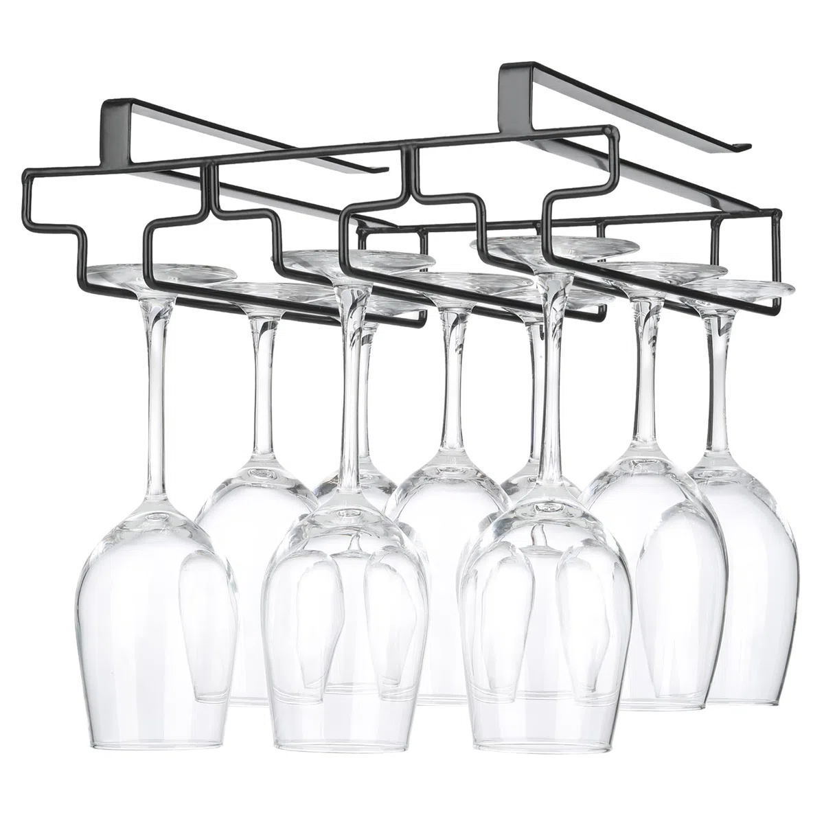 FOMANSH Weinglashalter unter dem Schrank, Gläserhalter für Weingläser Stielgläser, hängender Weinglasregal Glashalterung aus Metall, Gläser-Aufbewahrung für Küche, Bar und Restaurant, schwarz