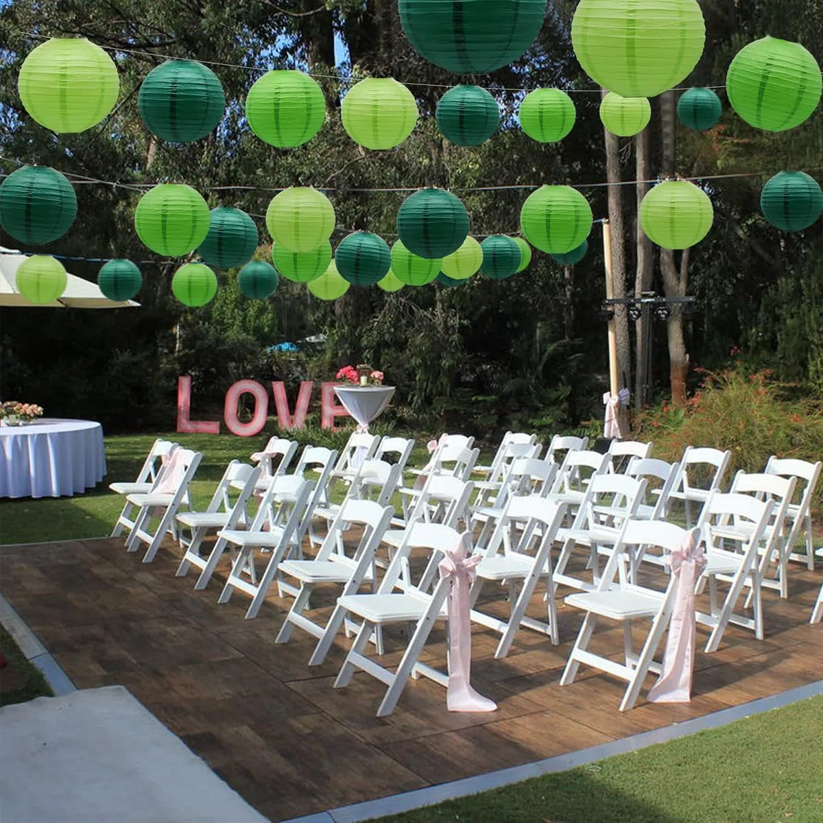 10er Papier Lampions Set Grün, Hängedekoration Papierlampions Deko, Papier Laternen für Hochzeit,Taufe,Geburtstag,Kommunion,Valentinstag Muttertag Party Deko