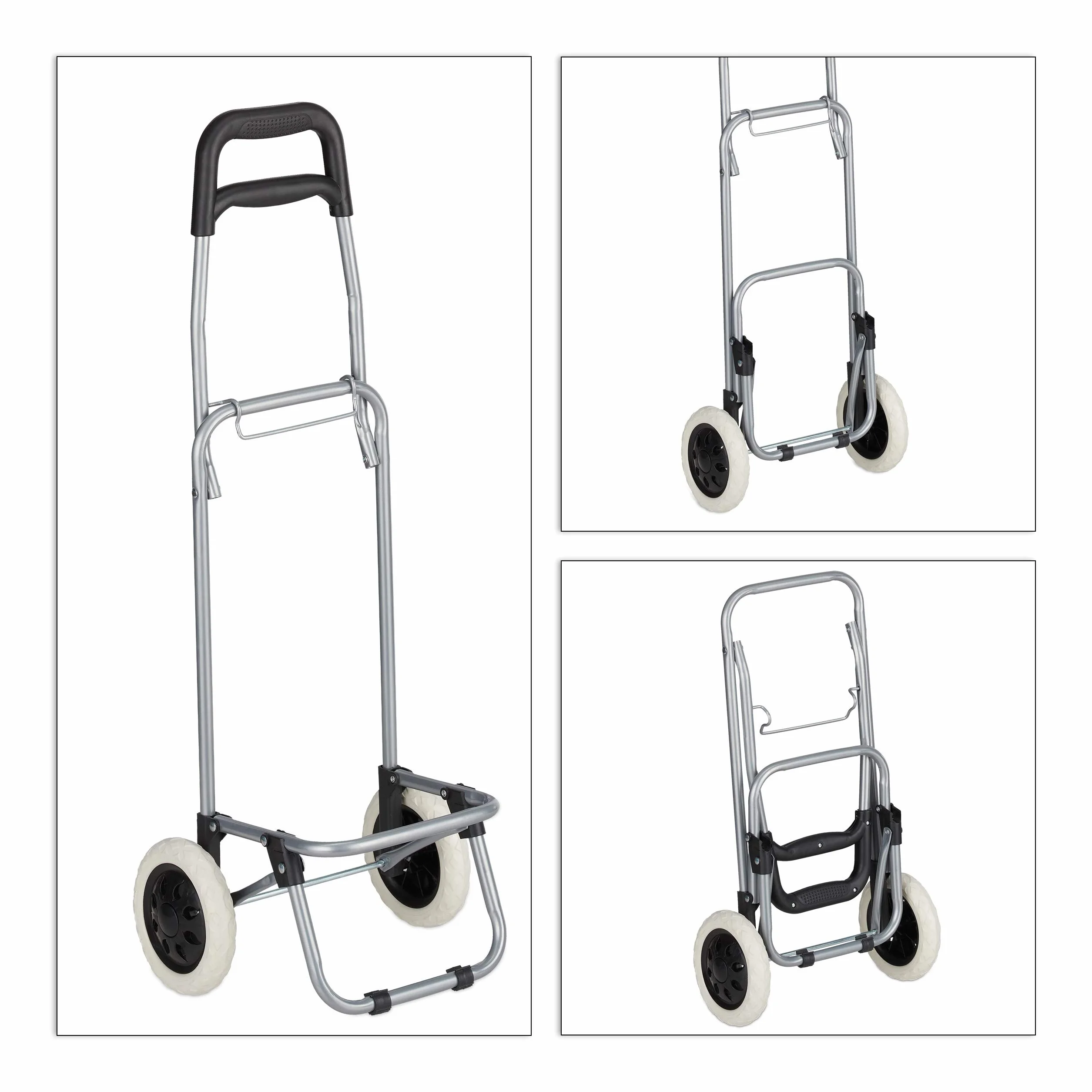 Relaxdays Einkaufstrolley, klappbar, 25 L Einkaufstasche mit Rollen, bis 10 kg belastbar, HBT: 91 x 40 x 30 cm, grau, 1 Stück
