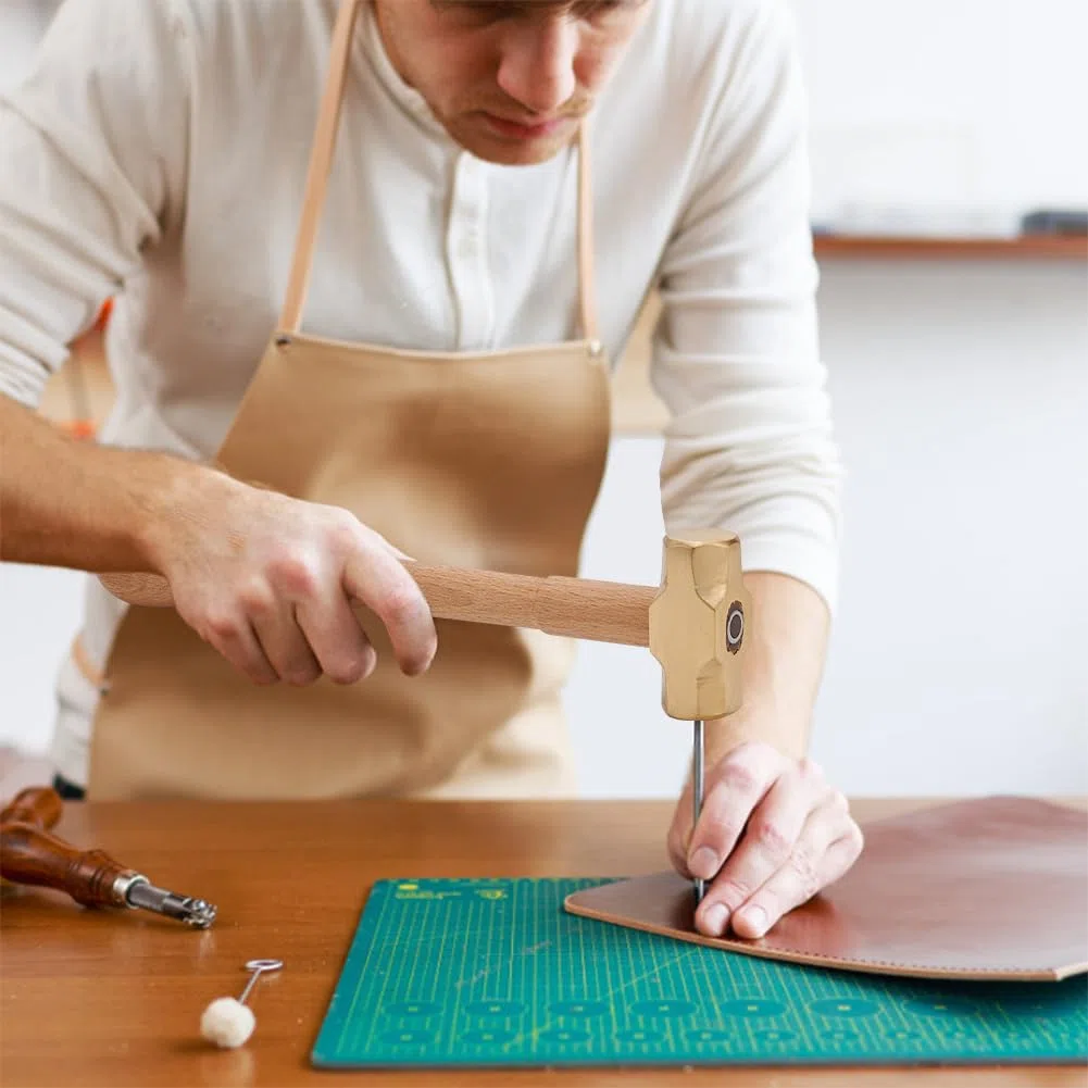 BENECREAT Vorschlaghammer Aus Messing, 25cm Langer Hammer Zur Schmuckherstellung, Hämmer Mit Buchenholzgriff Für Die Schmuckherstellung