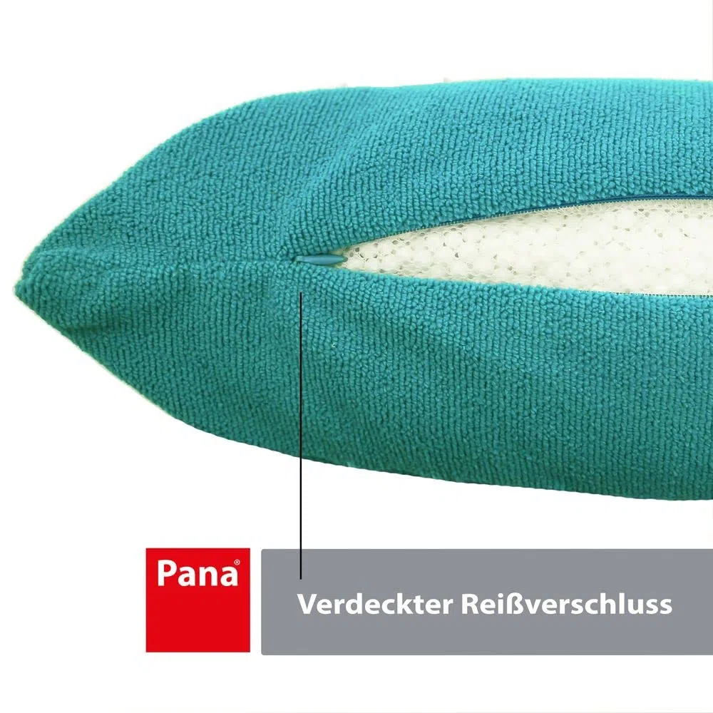 PANA® Badewannenkissen (20x40 cm) • Bequemes Kissen für Badewanne • Nackenkissen Badewanne • Kopfstütze Wanne • Polster Badewanne • Schnell trocknend • Türkis mit Wellness Schriftzug