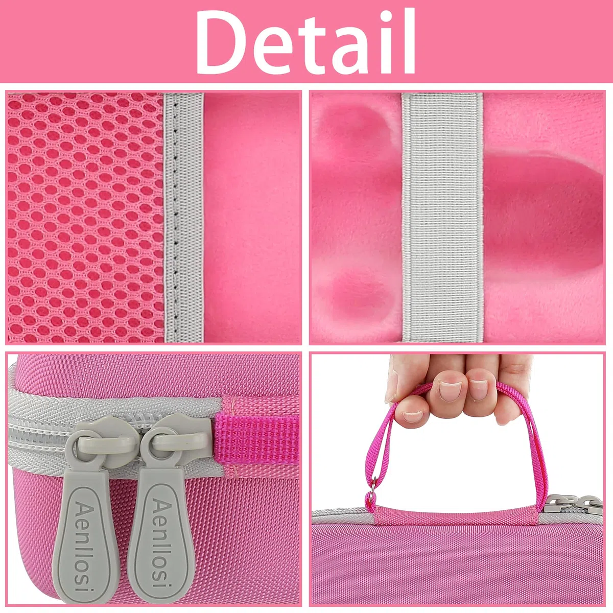 Aenllosi Aufbewahrungsetui kompatibel mit 3Doodler Start+ Essentials (2024) 3D-Stift-Set für Kinder, Aufbewahrungs-Netztaschen-Halter für 3D Stift Filament und USB-Kabel (nur Etui, Rosa)