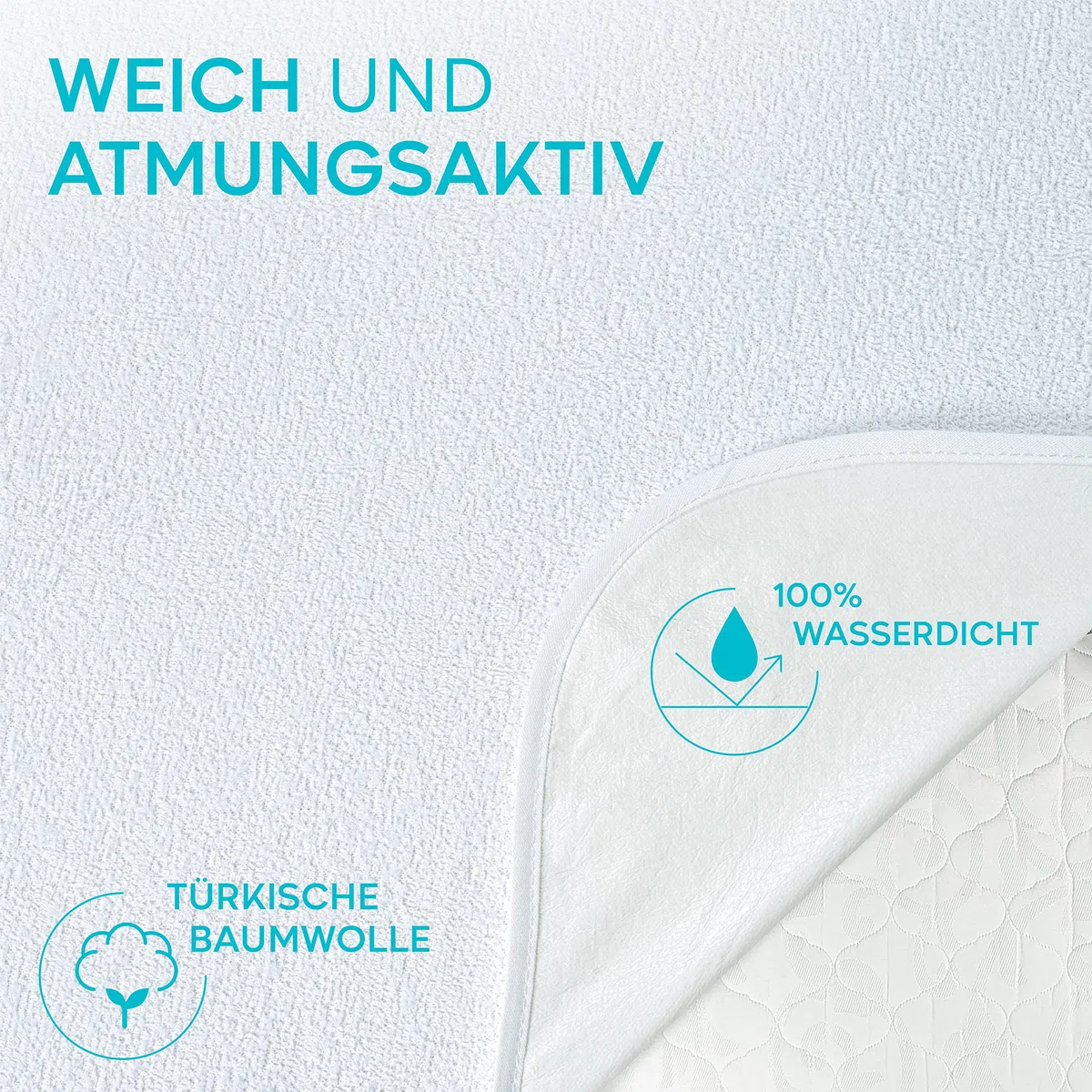 Matratzenschoner 180x200 Wasserdicht Oeko-TEX Zertifiziert von Twinzen - Matratzenschoner 180x200 Baumwolle Atmungsaktiv mit 4 Eckgummis
