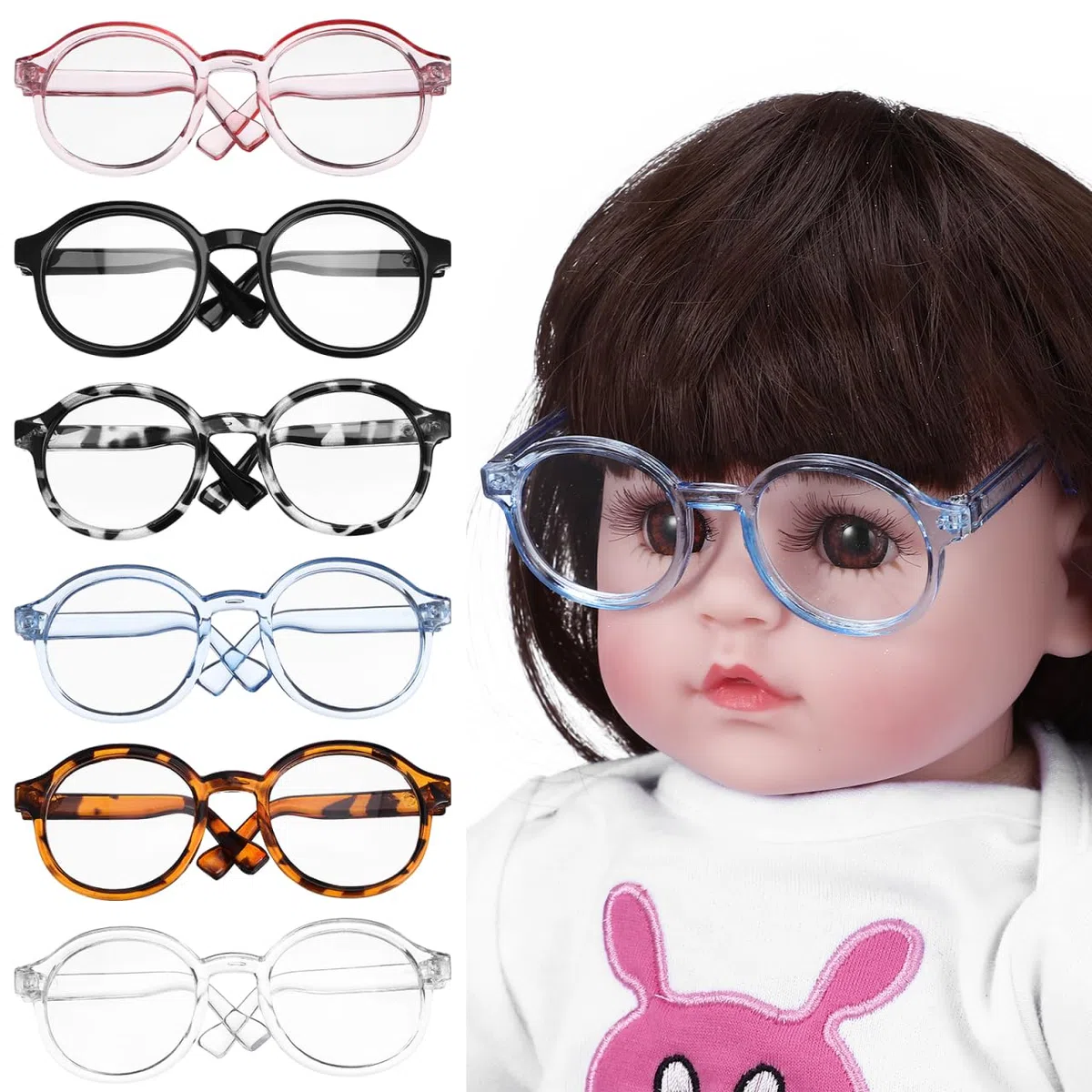 SHINEOFI Mini-Puppenbrille 6 Stück Puppenzubehör Mit Transparenten Gläsern Kostümbrillen Für Baumwollpuppen Plüschtiere Und Puppenhauszubehör Dekoratives Mini-Accessoire
