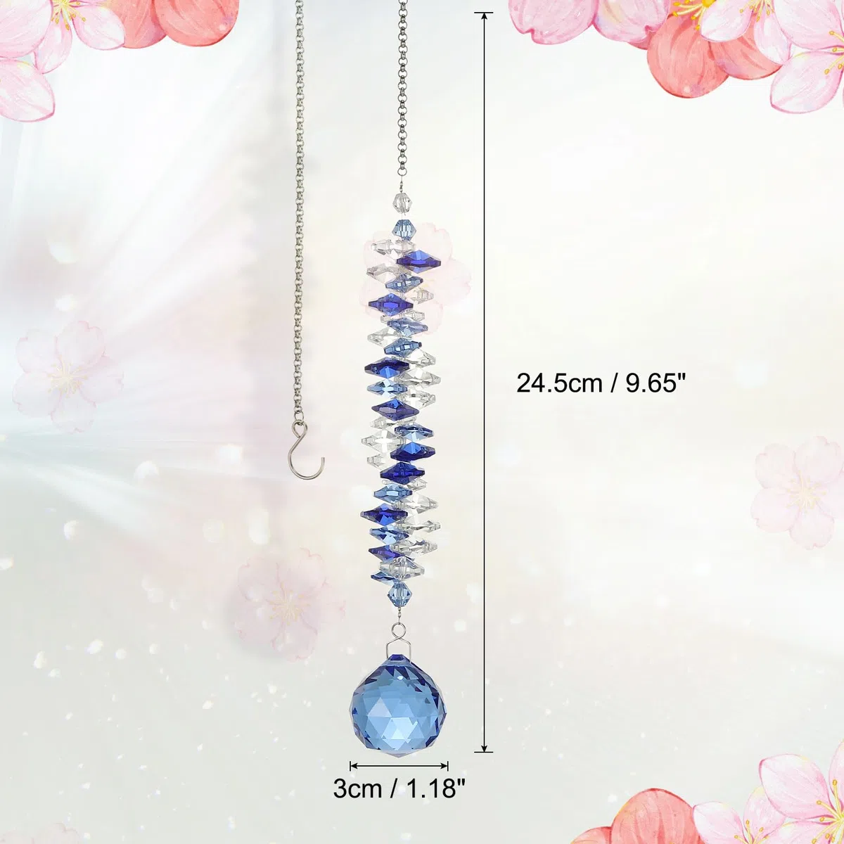 PATIKIL Kristall Sonnenfänger DIY Sonnenfänger 1 Stück Hängender Fensterball Prisma Mit Kette Für Zuhause Garten Deko Frauen Basteln Blau