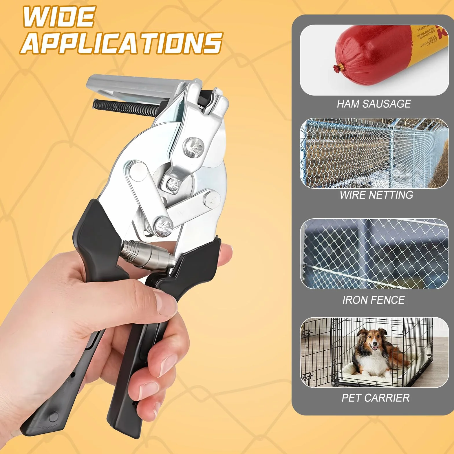 Wurstclipper Zange, Zaunzange mit 600 M-Clips, Hog Ringzange, Hog Ring Pliers, Nagelringzange, Drahtbefestigungszange, Hog Ring Zange