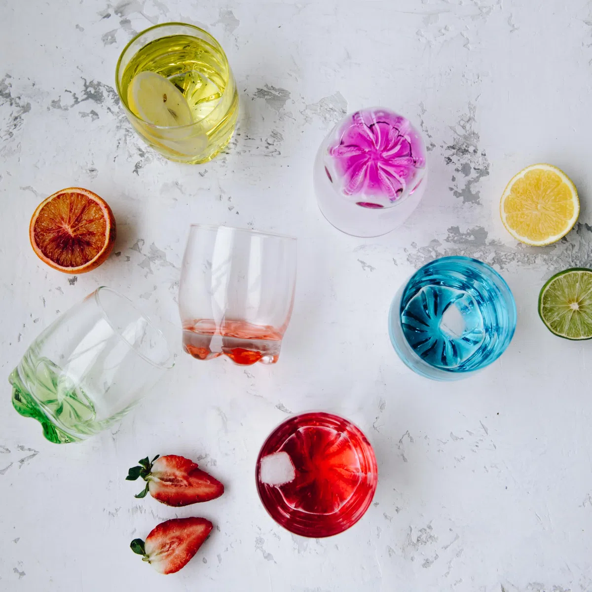 Glasmark KROSNO, 250ml, Set von 6, Trinkgläser mit farbigem Boden, Longdrinkgläser, Wassergläser, Saftgläse, Perfekt für Zuhause, Restaurants und Partys