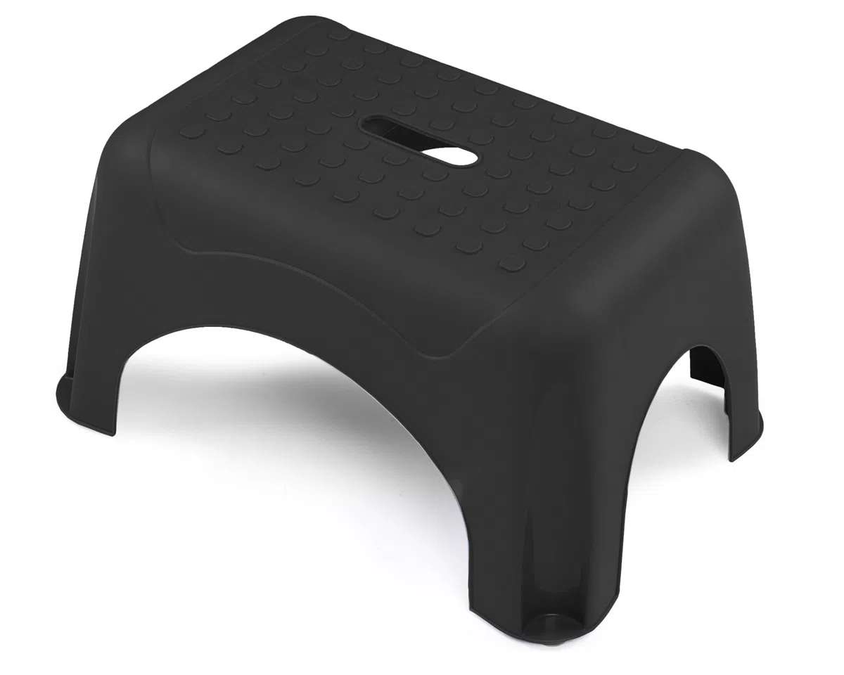Ondis24 Tritthocker Step Stool Sitzhocker Waschbeckentritt für Kleine mit bis zu 150 kg belastbar (Schwarz), sehr sicherer Stand