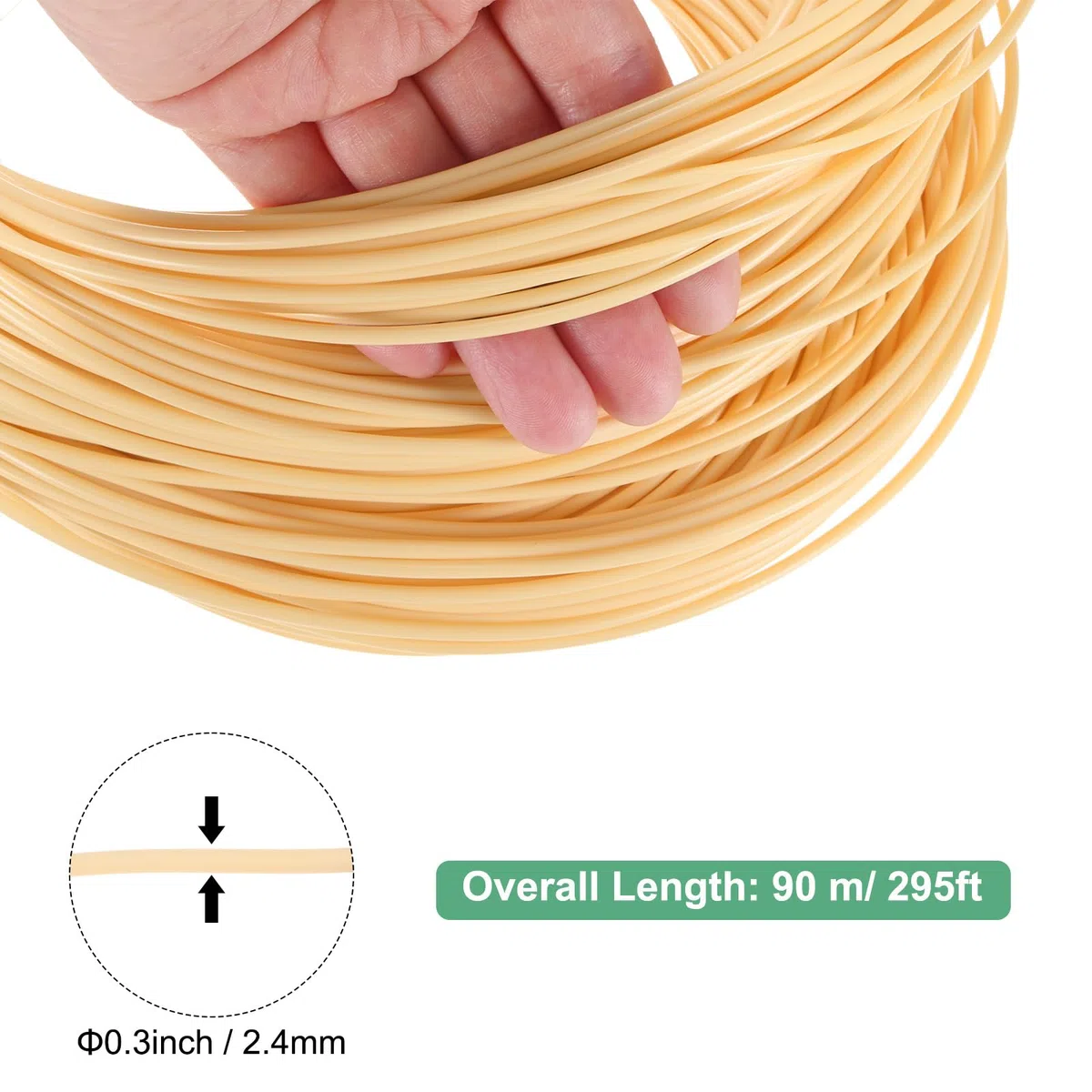 M METERXITY Korb Reparaturset 295ft/90m 2.4mm Dicke Runde Synthetische Rattan Material Plastik Korbgeflecht Reparaturmaterial Korb Flechtkit Für DIY/Korbherstellung/Sofa [Beige]