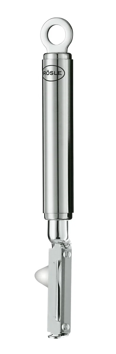 RÖSLE Pendelschäler für Rechtshänder, hochwertig, Obst- und Gemüseschäler, Edelstahl 18/10, hochglänzend / matt, Silber, 7.5"